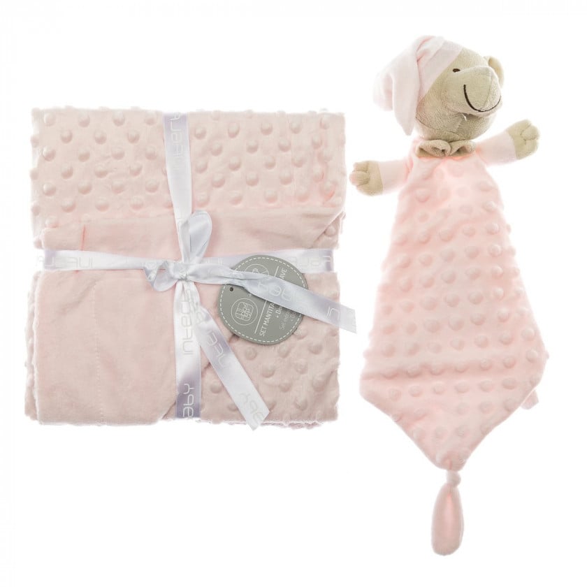 Плед с игрушкой-одеялом Interbaby Bubble Dou-Dou Bear Pink, 110х80 см, розовый (8100217) - фото 1