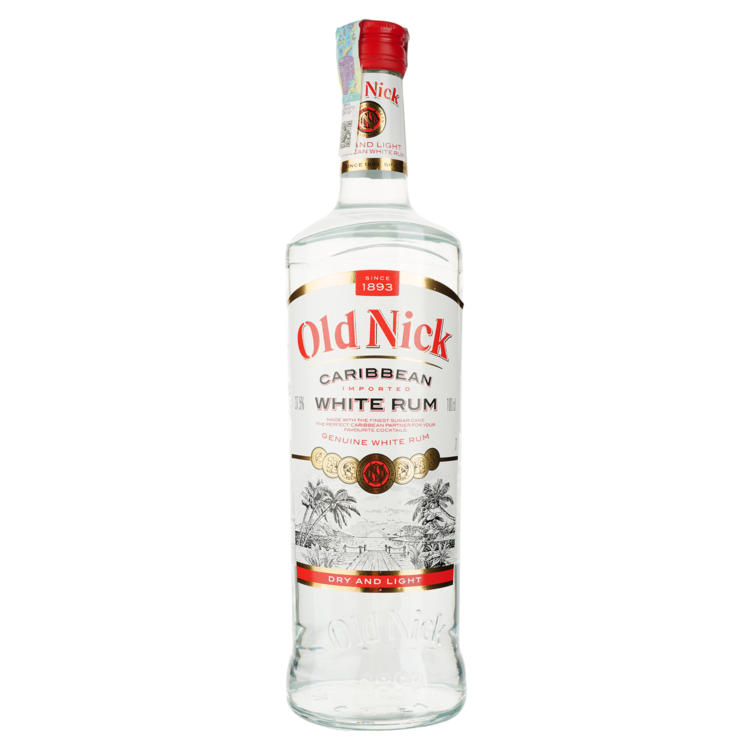 Ром Old Nick Caribbean White Rum 37.5% 1 л - фото 1