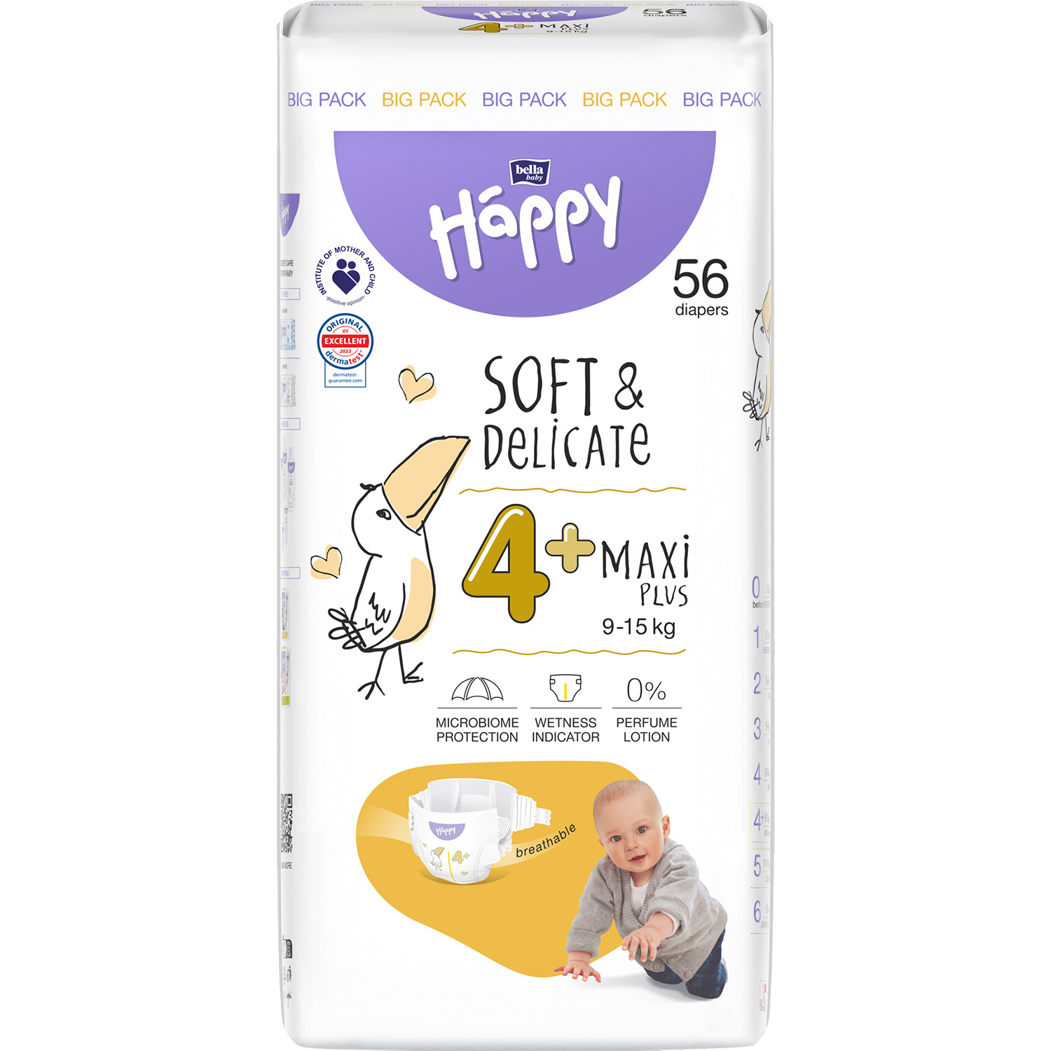 Подгузники детские одноразовые Bella Baby Happy Maxi Plus 4+ (9-15 кг) 56 шт. - фото 1