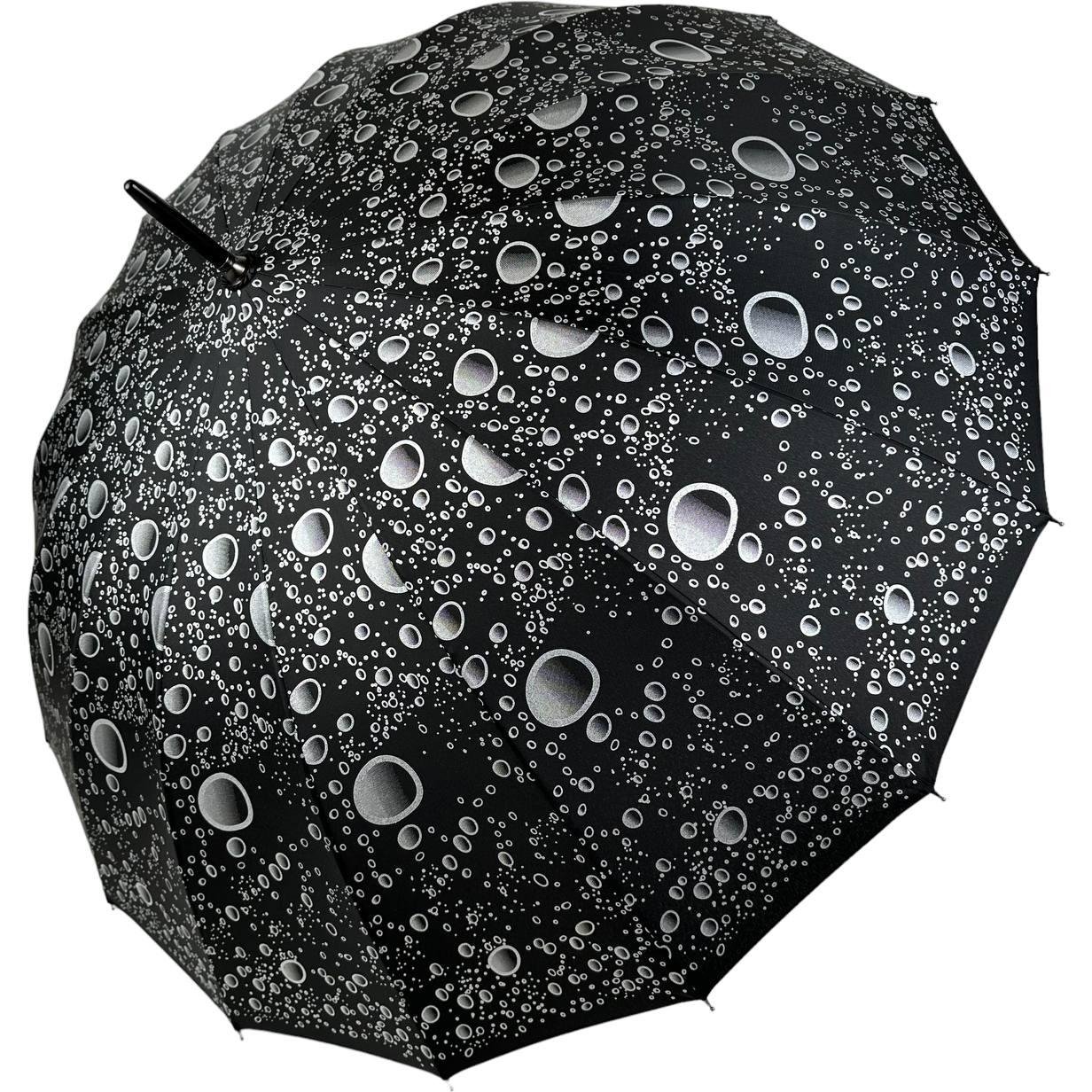 Жіноча парасолька-палиця напівавтомат Toprain 98 см чорна - фото 1