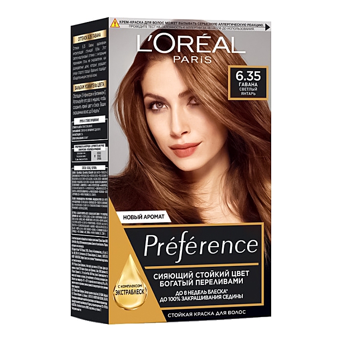 Фарба для волосся L'Oréal Paris Preference, відтінок 6,35 (Гавана. Перламутровий світло-каштановий), 174 мл (A6212527) - фото 1