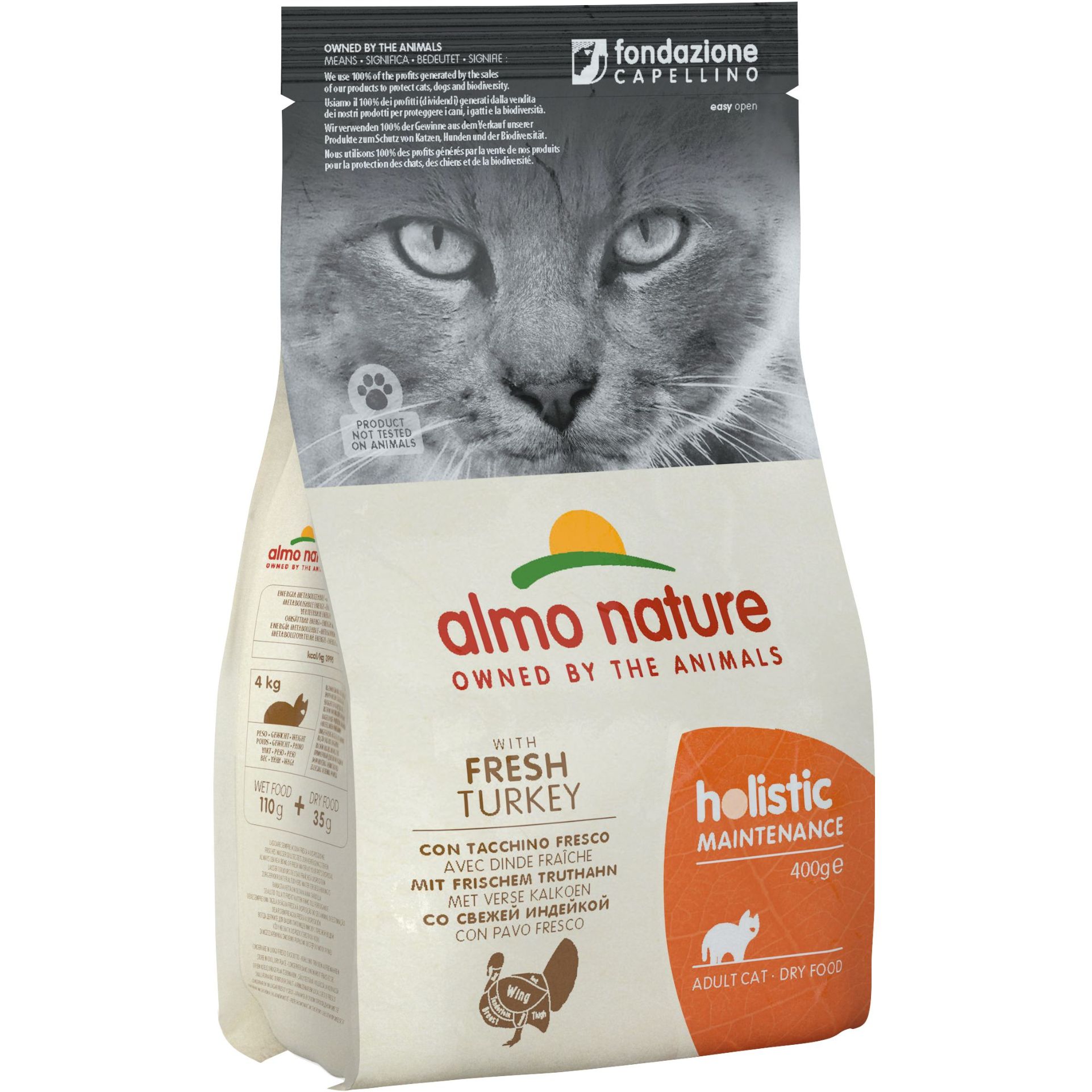 Набор сухого корма для кошек Almo Nature Holistic Cat 2+1 со свежей индейкой 1.2 кг (400 г х 3 шт.) - фото 2