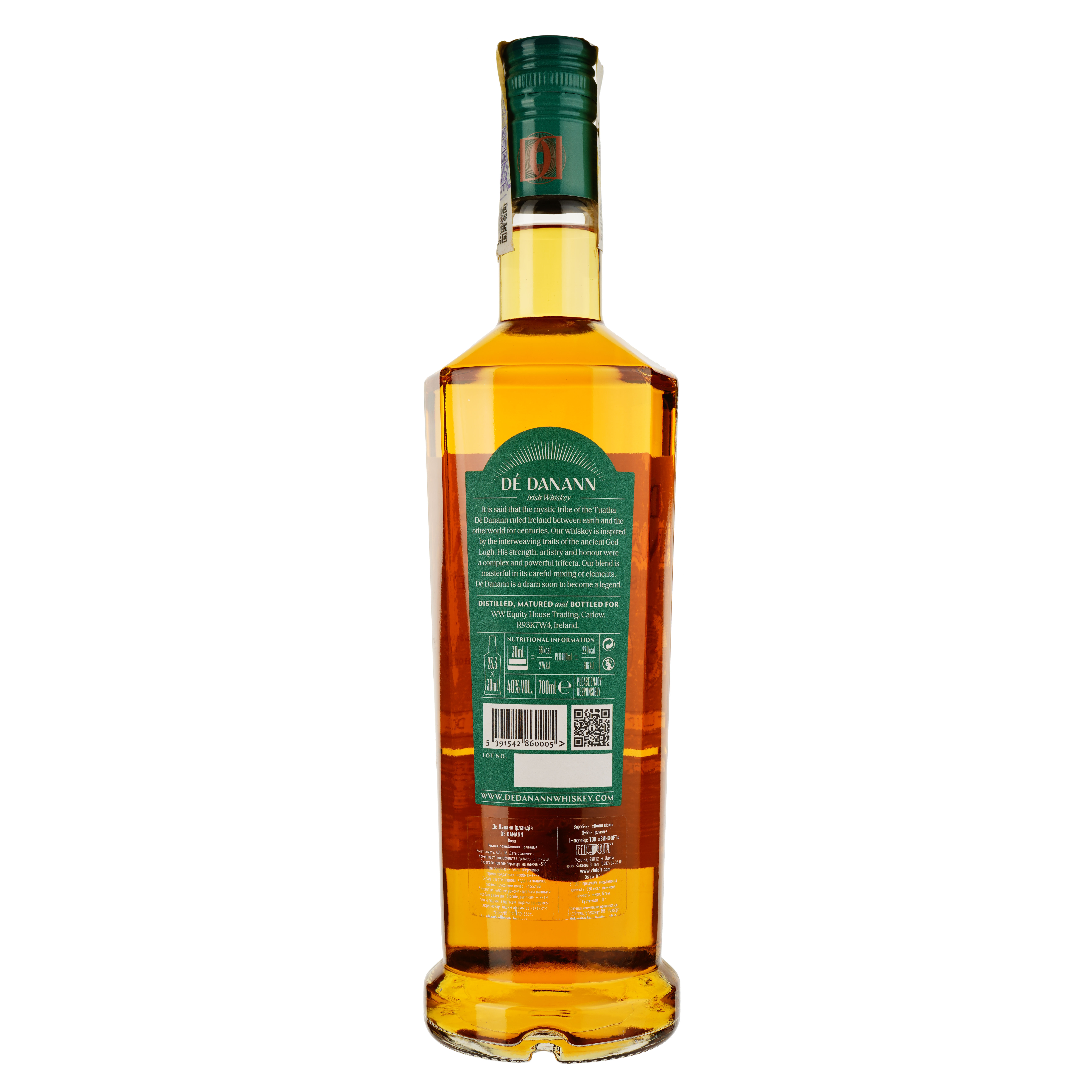 Віскі De Danann Blended Irish Whiskey, 40%, 0,7л - фото 2