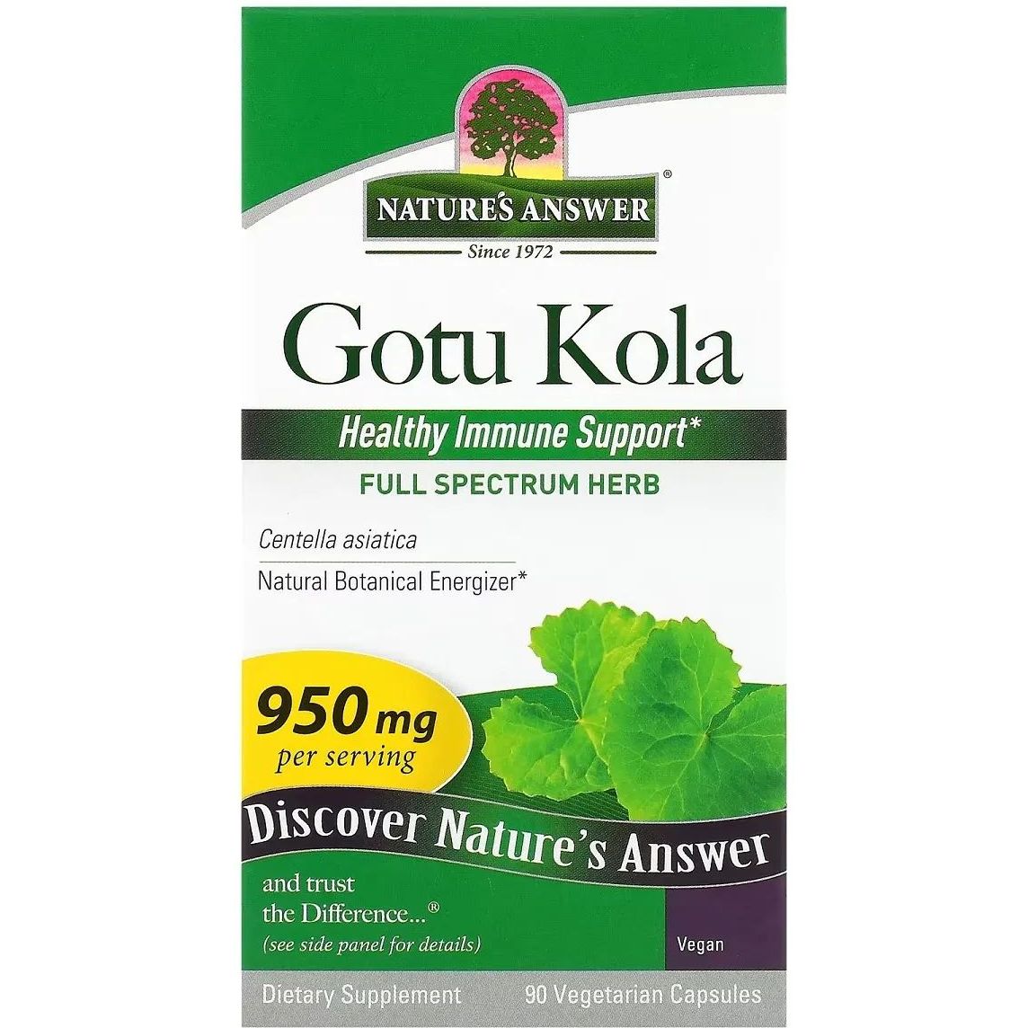 Готу кола Nature's Answer Gotu Kola 950 мг 90 вегетаріанських капсул - фото 2