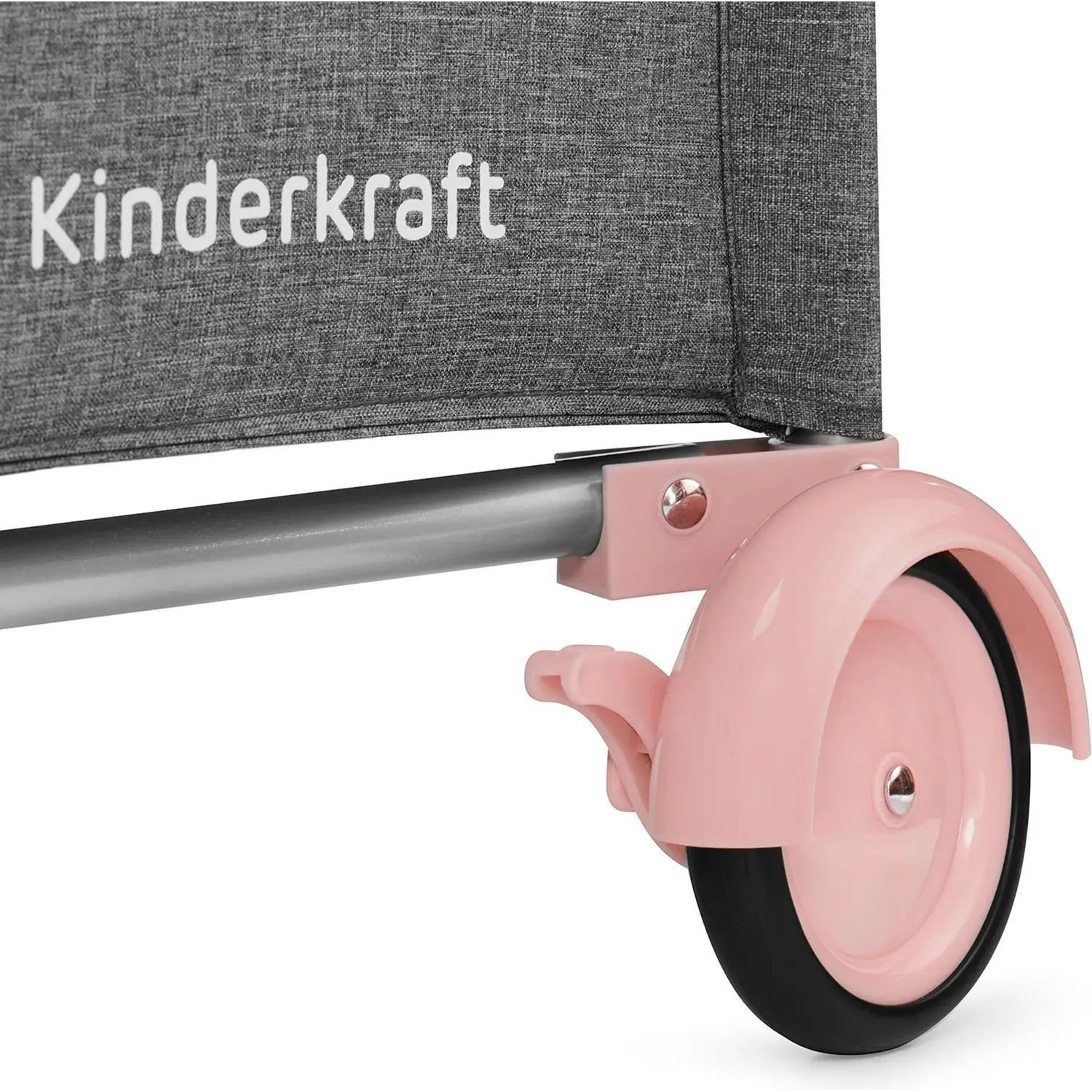 Кровать-манеж с пеленатором Kinderkraft Joy Pink серая с розовым (00-00158383) - фото 11