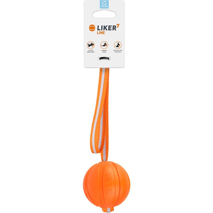 М'ячик Liker 7 Line на стрічці, 7 см, помаранчевий (6287) - фото 1