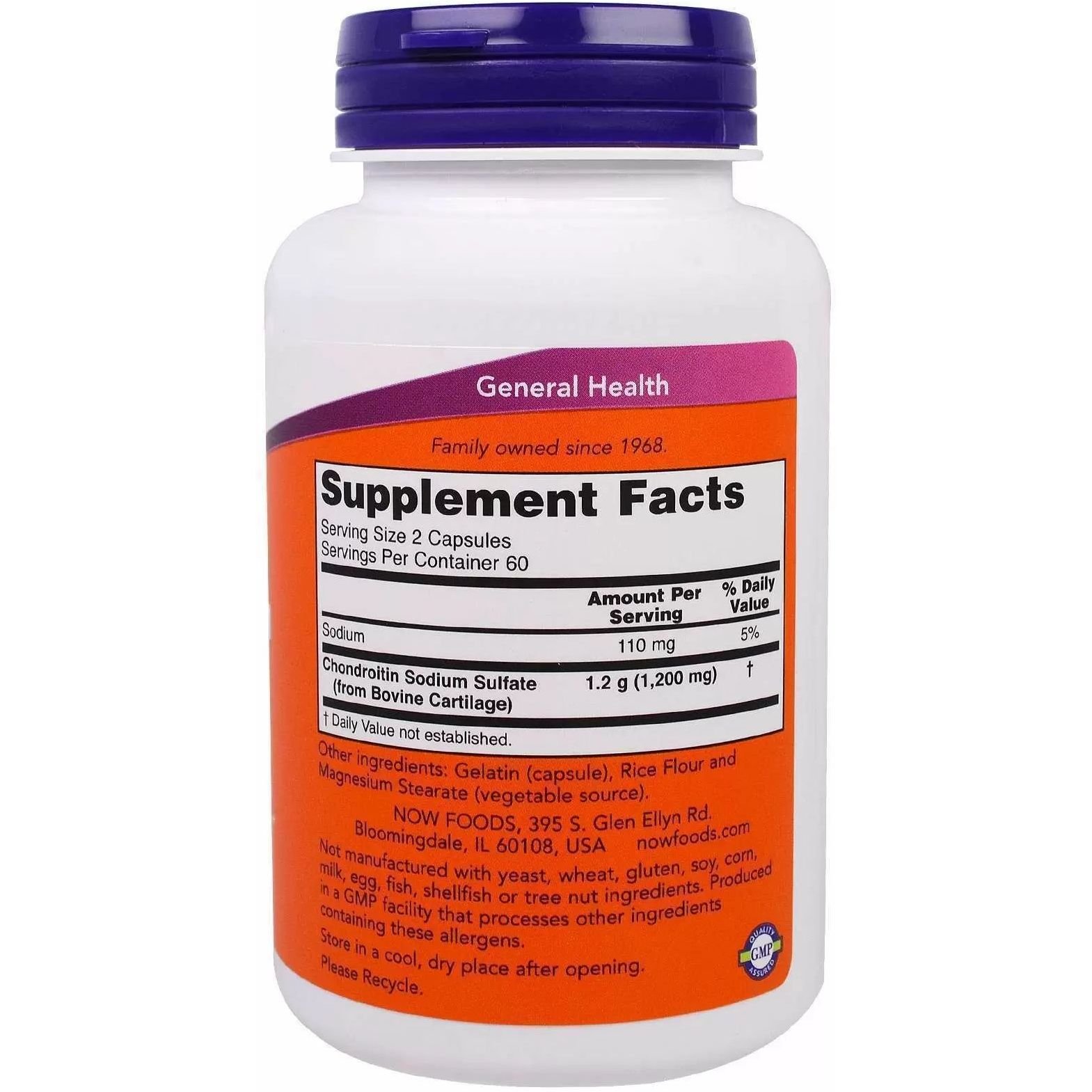 Хондроїтин сульфат Now Foods Chondroitin Sulfate 600 мг 120 капсул - фото 2