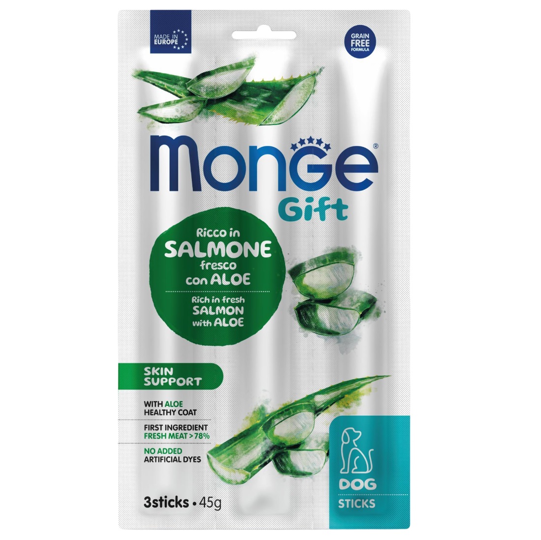Ласощі для собак Monge Gift Dog Skin support, лосось з алоє, 45 г (70085434) - фото 1