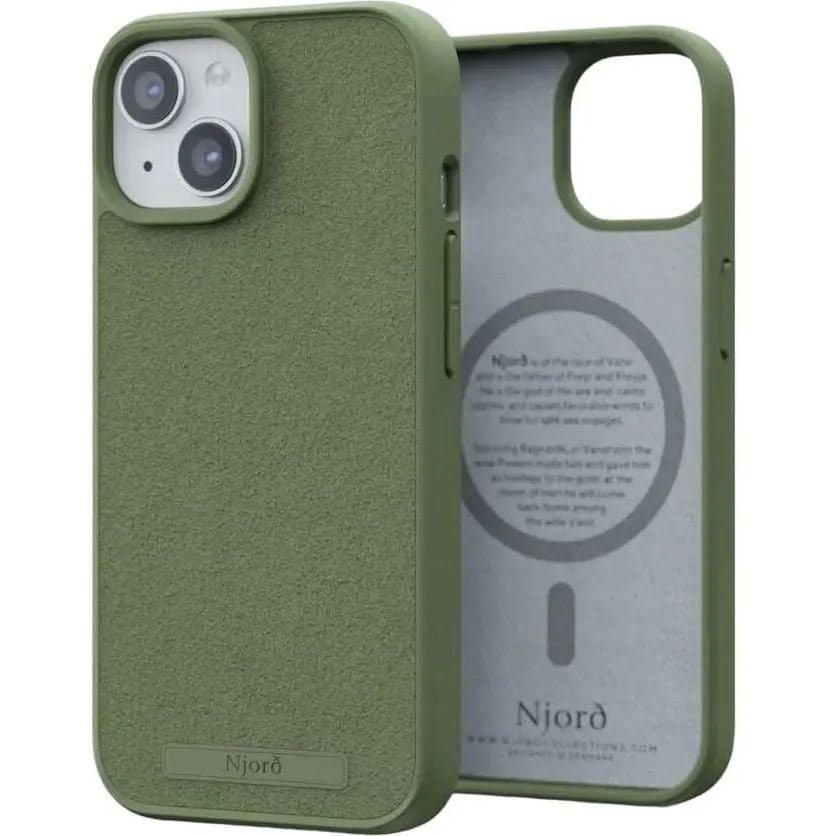 Чохол-накладка Njord Suede MagSafe Case Olive для iPhone 15 - фото 1