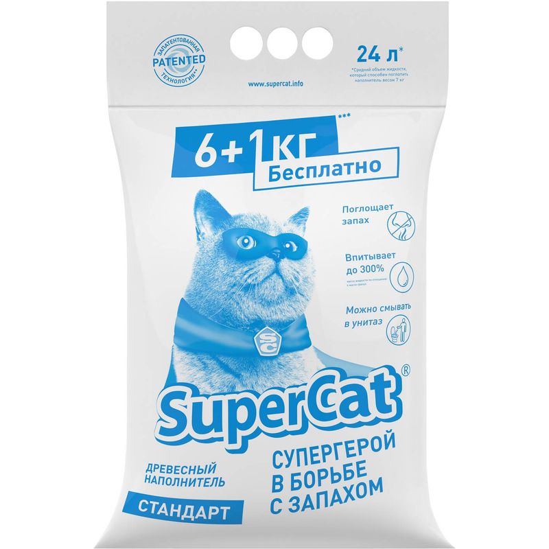 Наповнювач для котів SuperCat стандарт, 6+1 кг, синій (5995) - фото 1