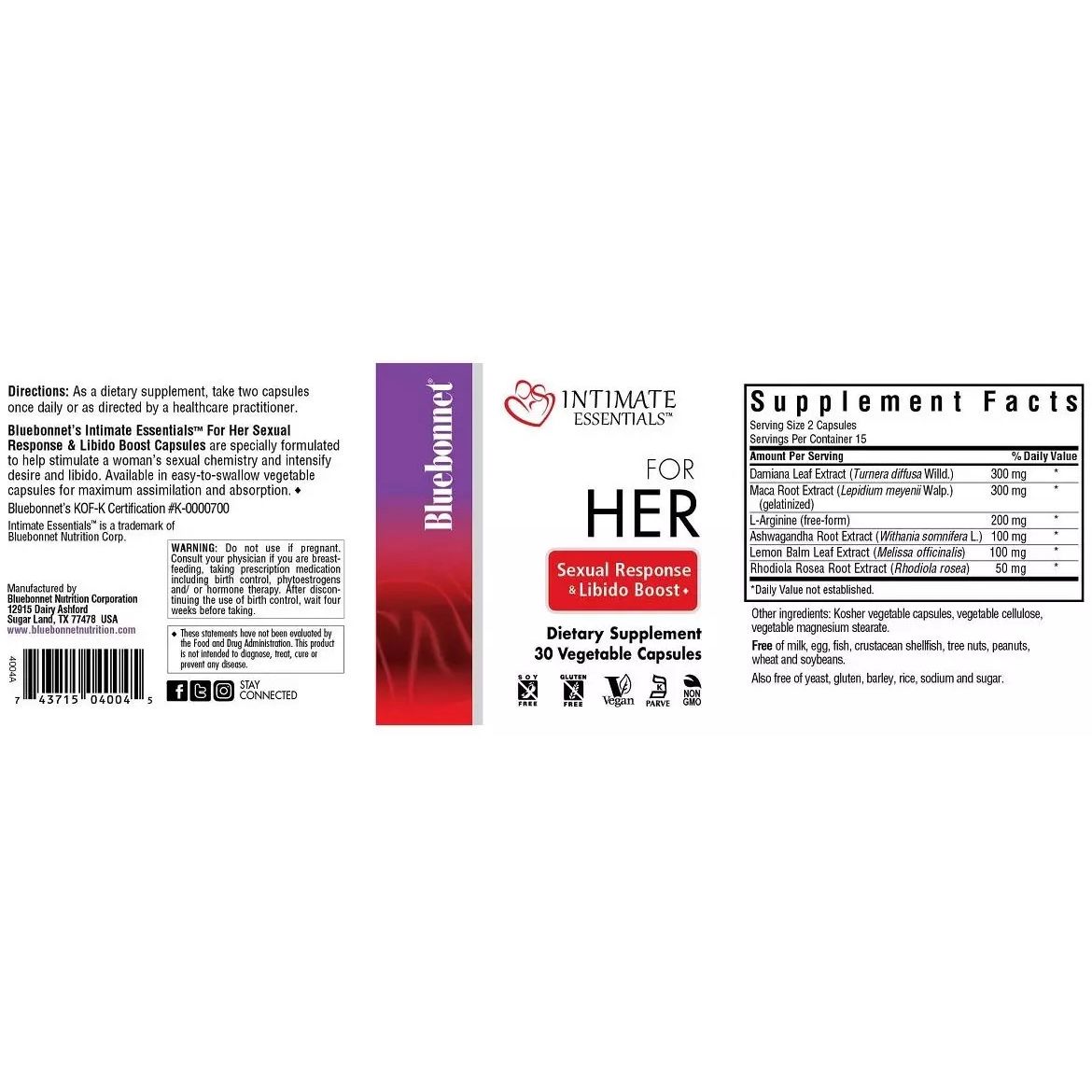 Комплекс для жінок Bluebonnet Nutrition Intimate Essentials For Her Sexual Response And Libido Boost 60 капсул - фото 2