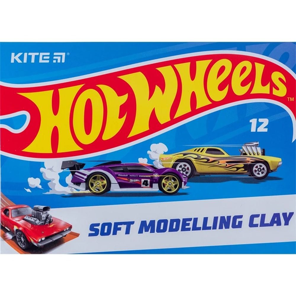 Пластилин восковый Kite Hot Wheels 12 цветов 240 г (HW23-1086) - фото 1