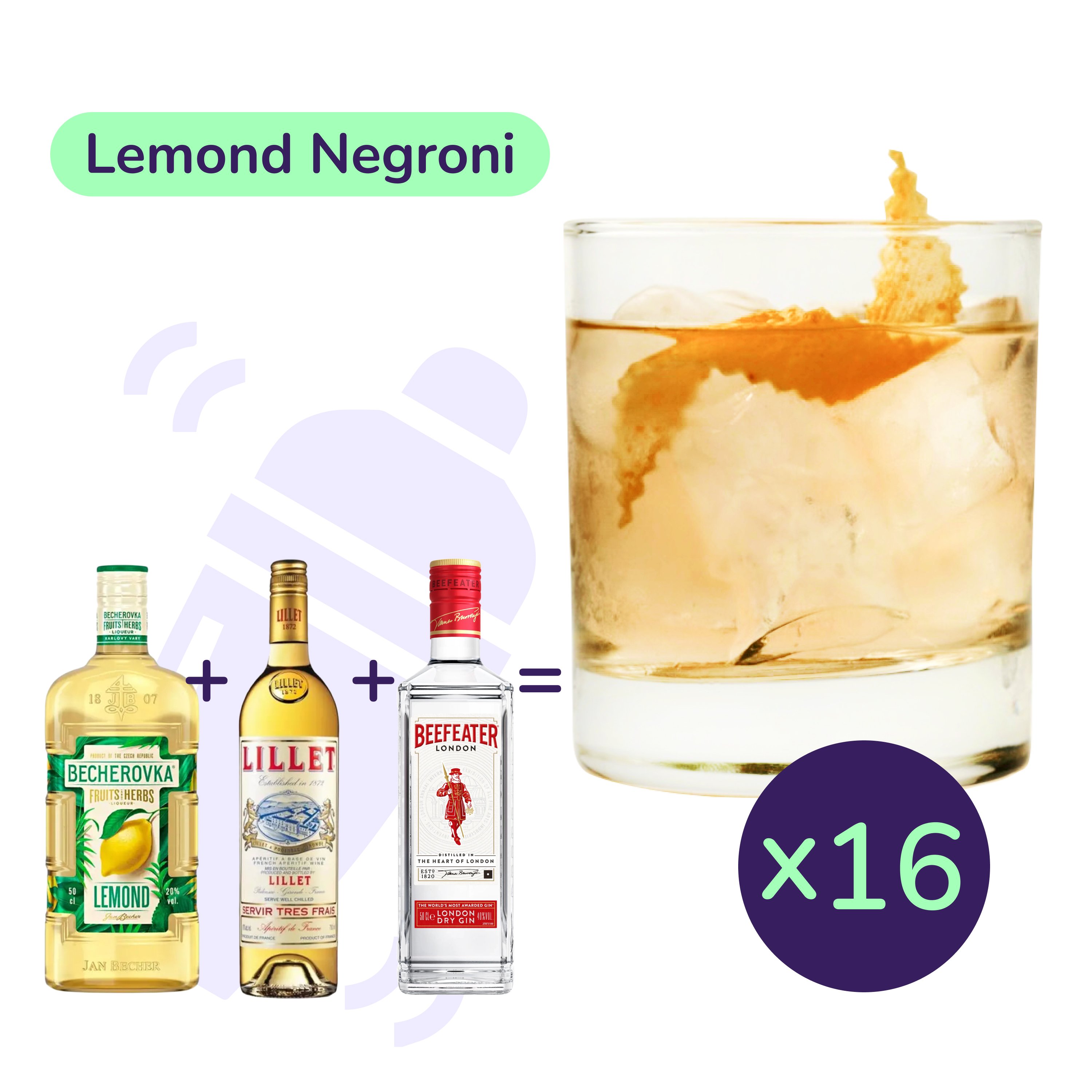 Коктейль Lemond Negroni (набір інгредієнтів) х16 на основі Becherovka - фото 1