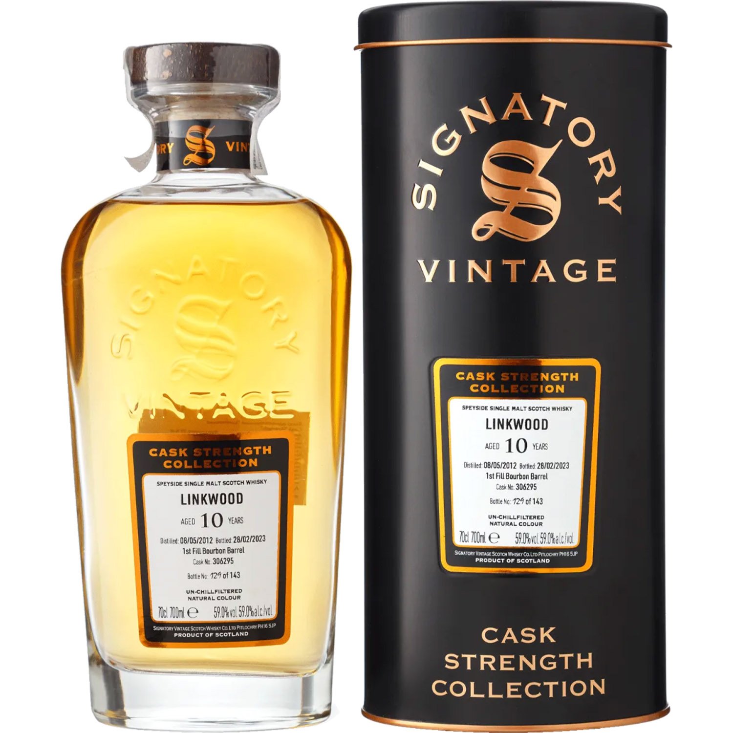 Виски Signatory Vintage Linkwood 10 yo Cask Strength 2012 Single Malt Scotch Whisky 59% 0.7 л в подарочной коробке - фото 1