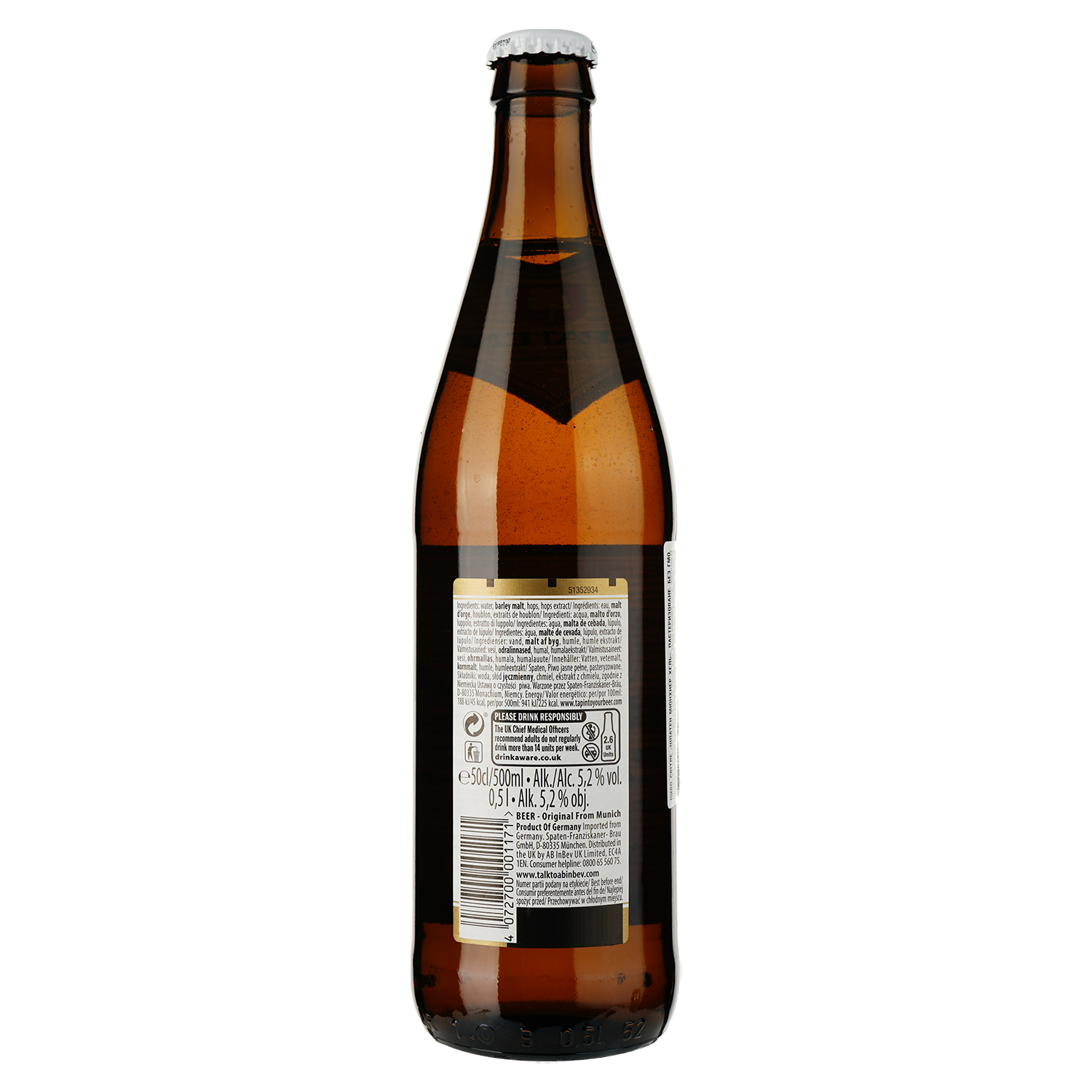 Пиво Spaten Munchen, світле, фільтроване, 5,2%, 0,5 л (786385) - фото 2