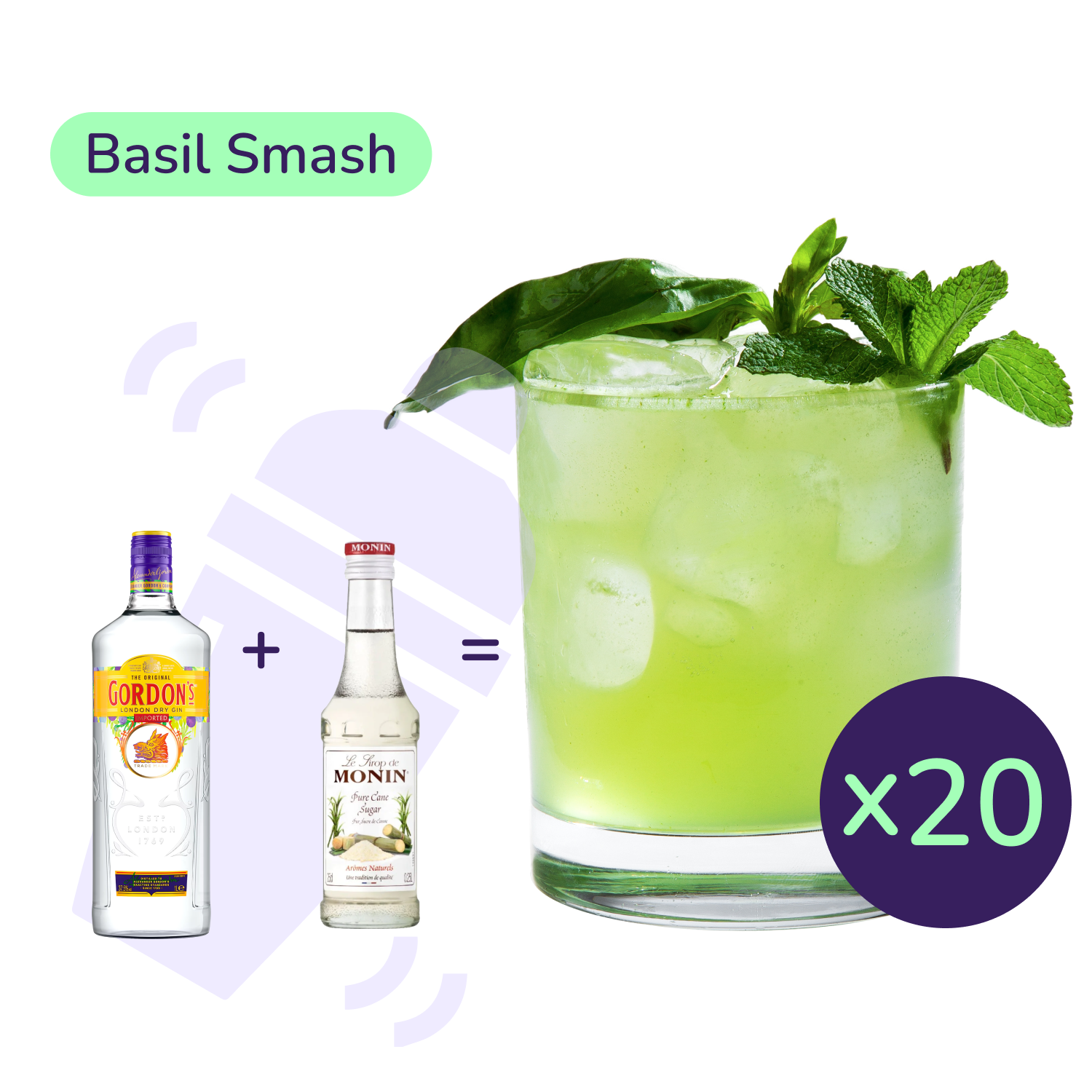 Коктейль Basil Smash (набір інгредієнтів) х20 на основі Gordon's - фото 1