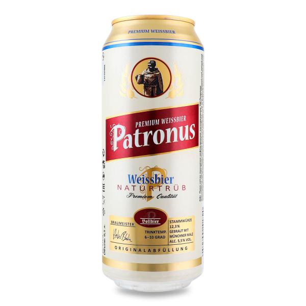 Пиво Patronus Weissbier Hell, світле, 5,3%, з/б, 0,5 л (875839) - фото 1