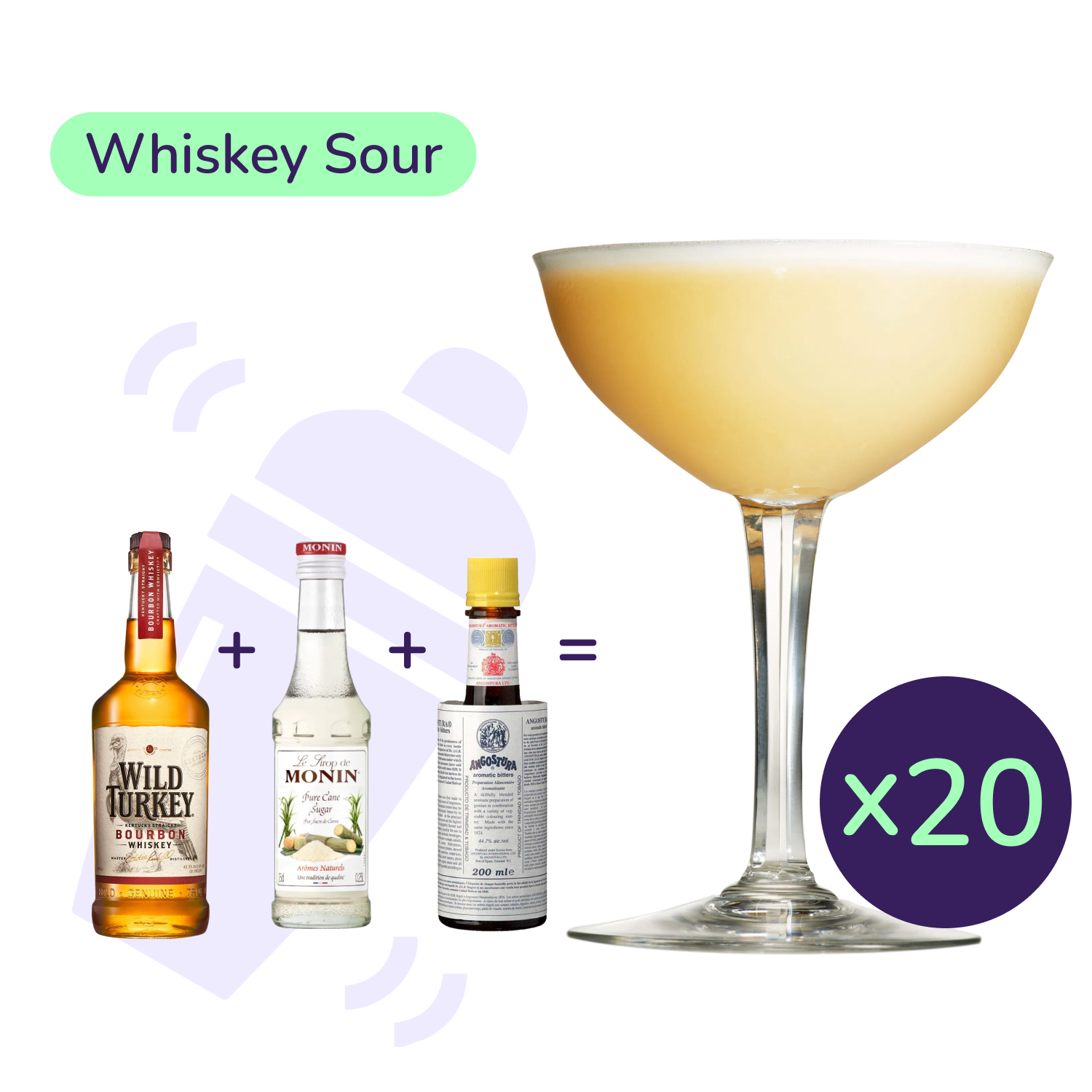 Коктейль Whiskey Sour (набор ингредиентов) х20 на основе Wild Turkey купить  в Киеве, Украине | MAUDAU: цена, отзывы, характеристики