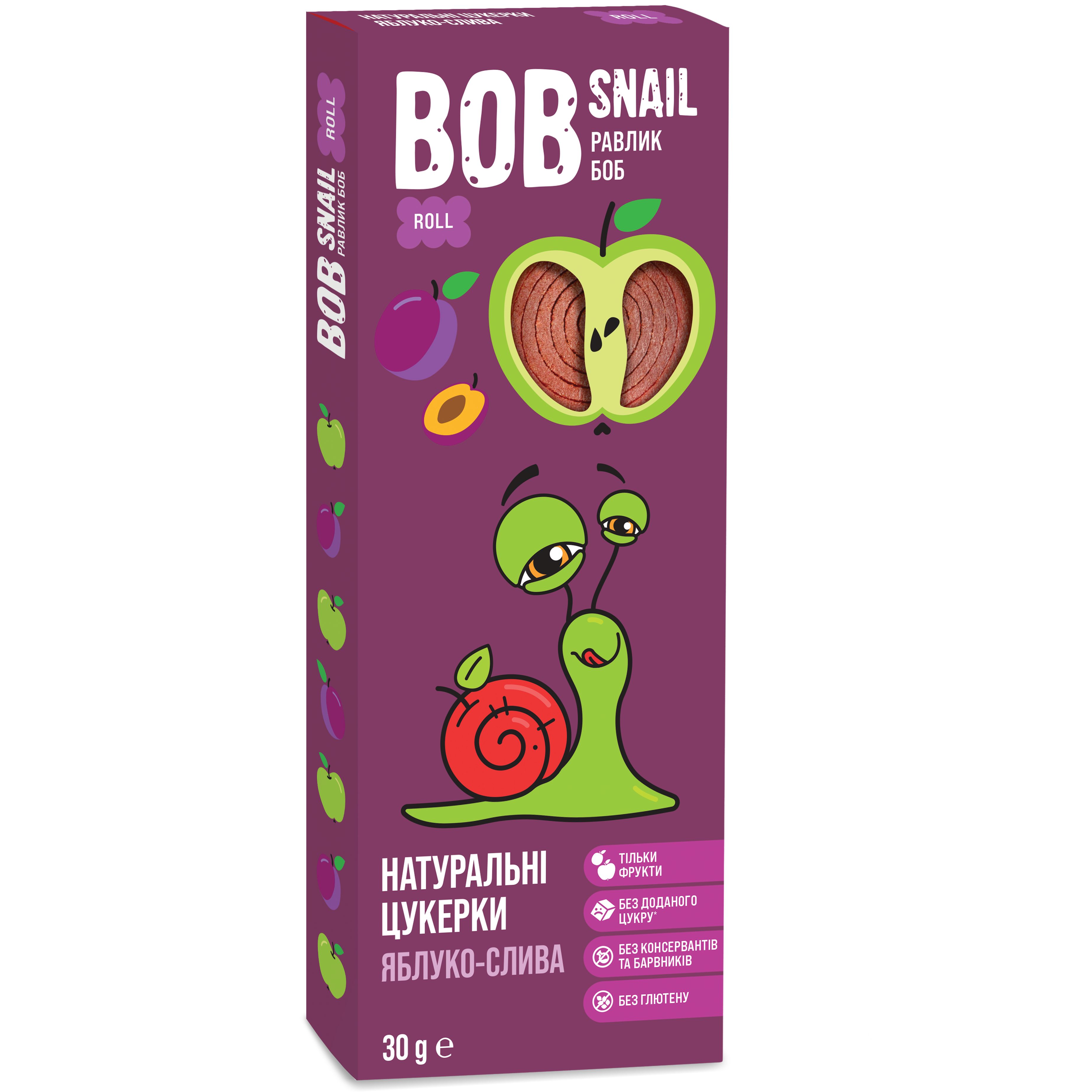 Фруктові яблучно-сливові цукерки Bob Snail 30 г - фото 1
