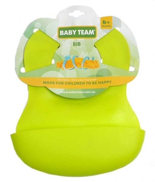 Слюнявчик-нагрудник резиновый Baby Team, салатовый (6500_салатовый) - фото 2