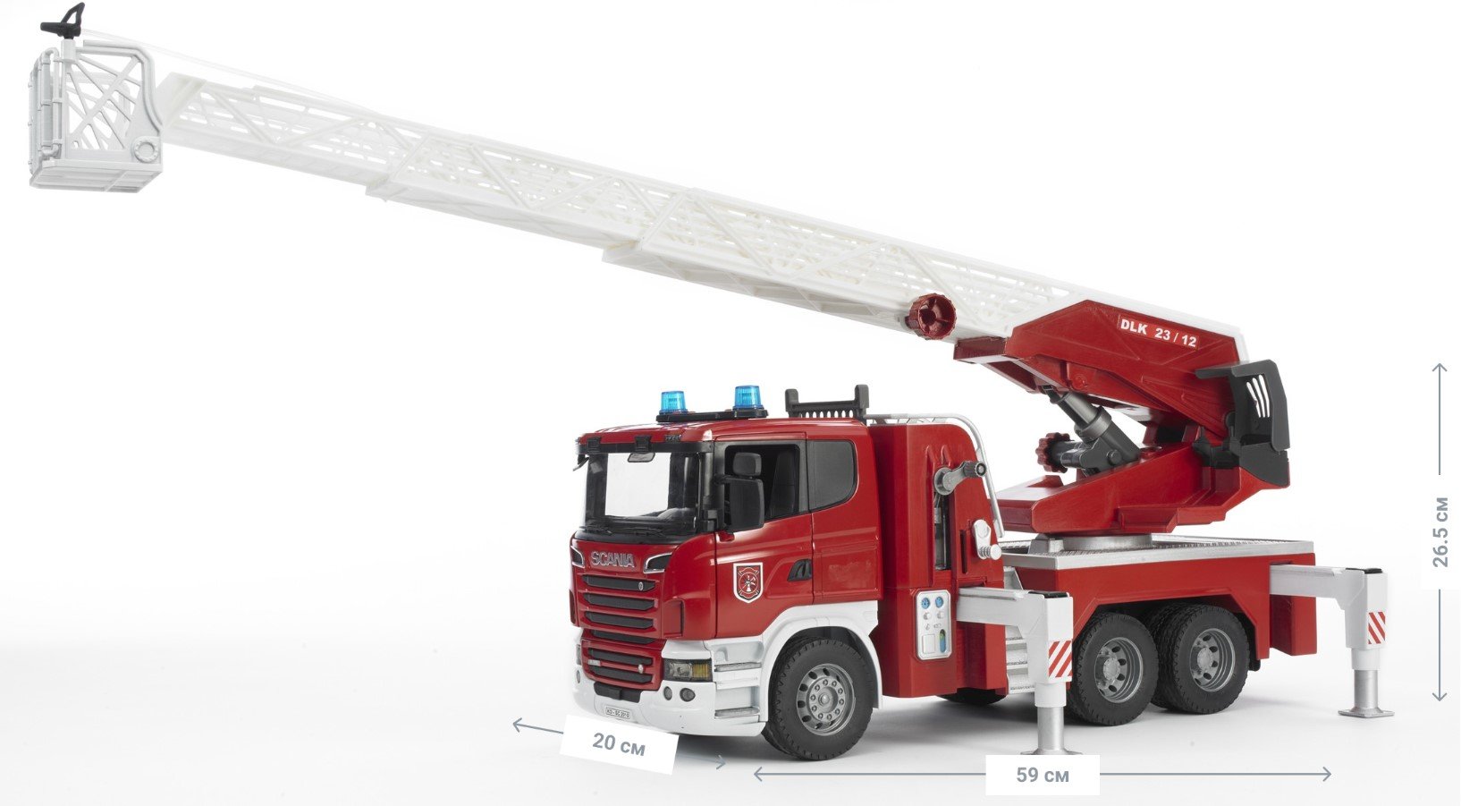 Большая пожарная машина Bruder Scania R-series с лестницей, 56 см (03590) - фото 4