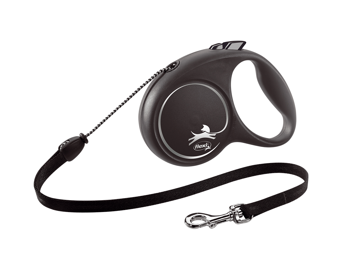 Поводок-рулетка Flexi Black Design M, для собак до 20 кг, трос 5 м, черный с серым (FU22C5.251.S Si) - фото 1