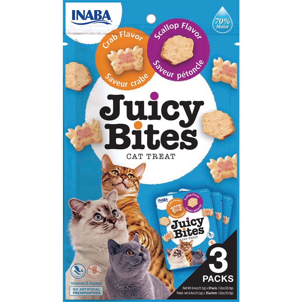 Лакомство для кошек Inaba Juicy Bites сочные снеки со вкусом гребешка и краба 33.9 г (3 шт. х 11.3 г) - фото 1