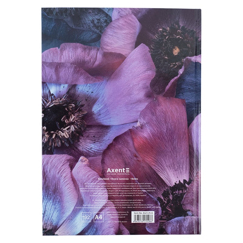 Книга записная Axent Flora A4 в клеточку 192 листа фиолетовая (8423-25-A) - фото 4