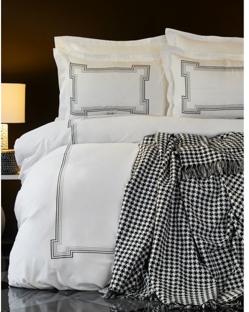 Набор постельное белье с покрывалом Karaca Home Bourbon siyah, евро, черный, 5 предметов (svt-2000022209250) - фото 1