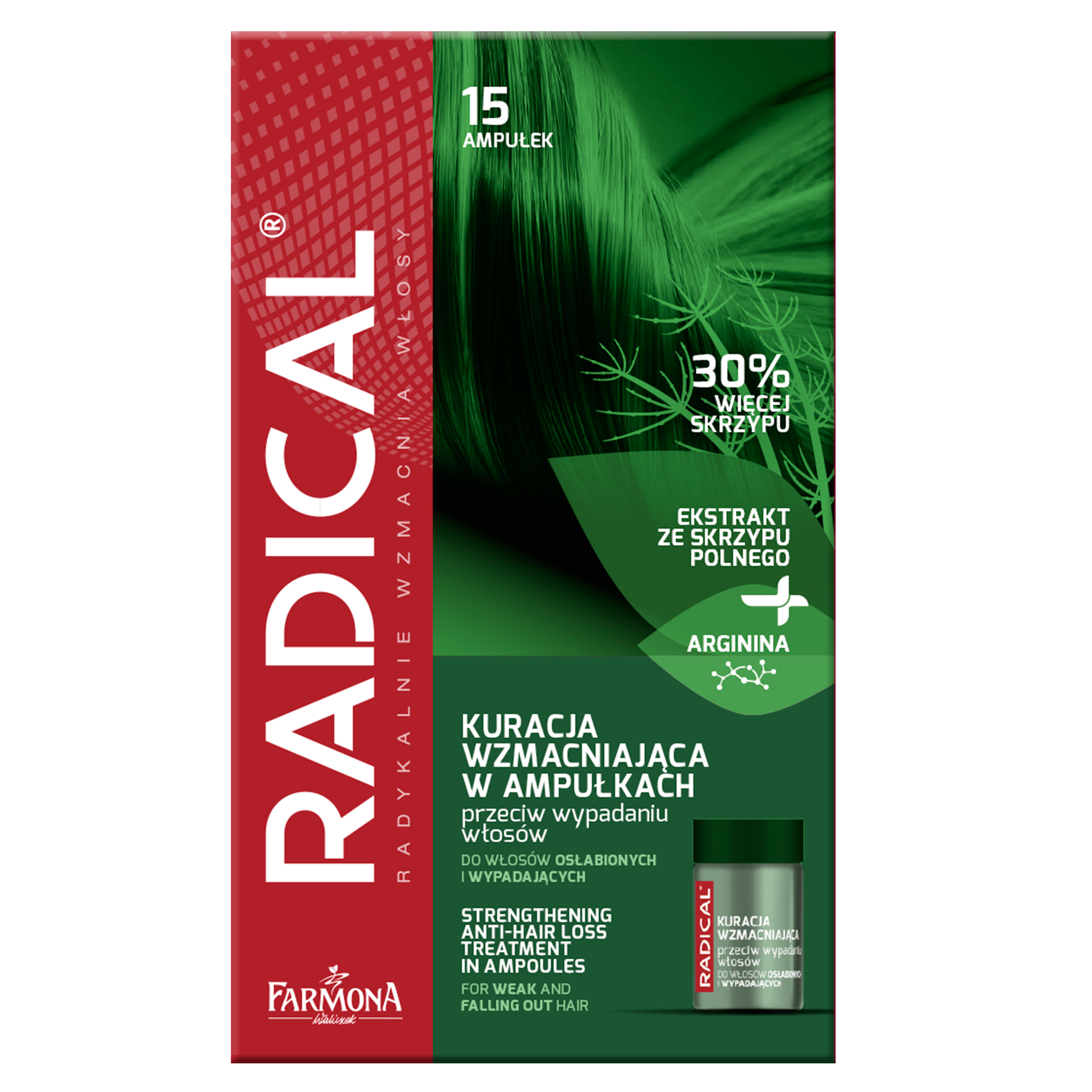 Концентрат против выпадения волос Farmona Radical укрепляющий, 75 мл (15 ампул по 5 мл) (5900117005644) - фото 1