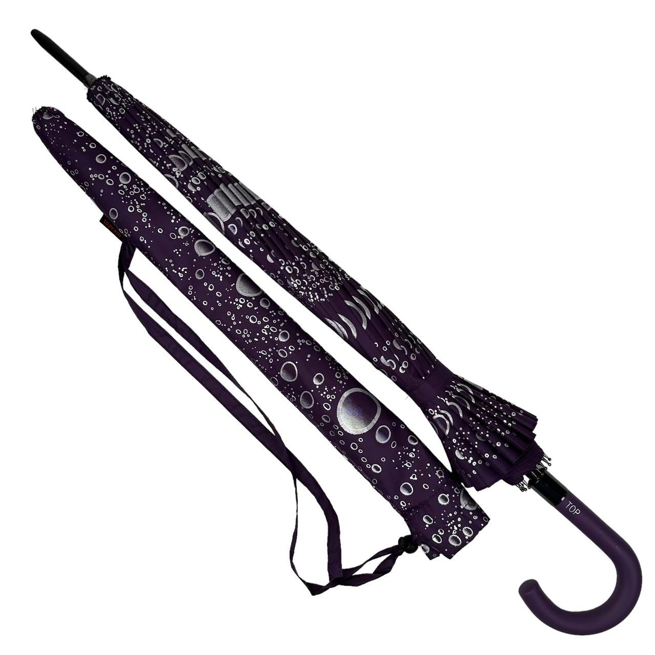 Жіноча парасолька-палиця напівавтомат Toprain 98 см фіолетова - фото 2