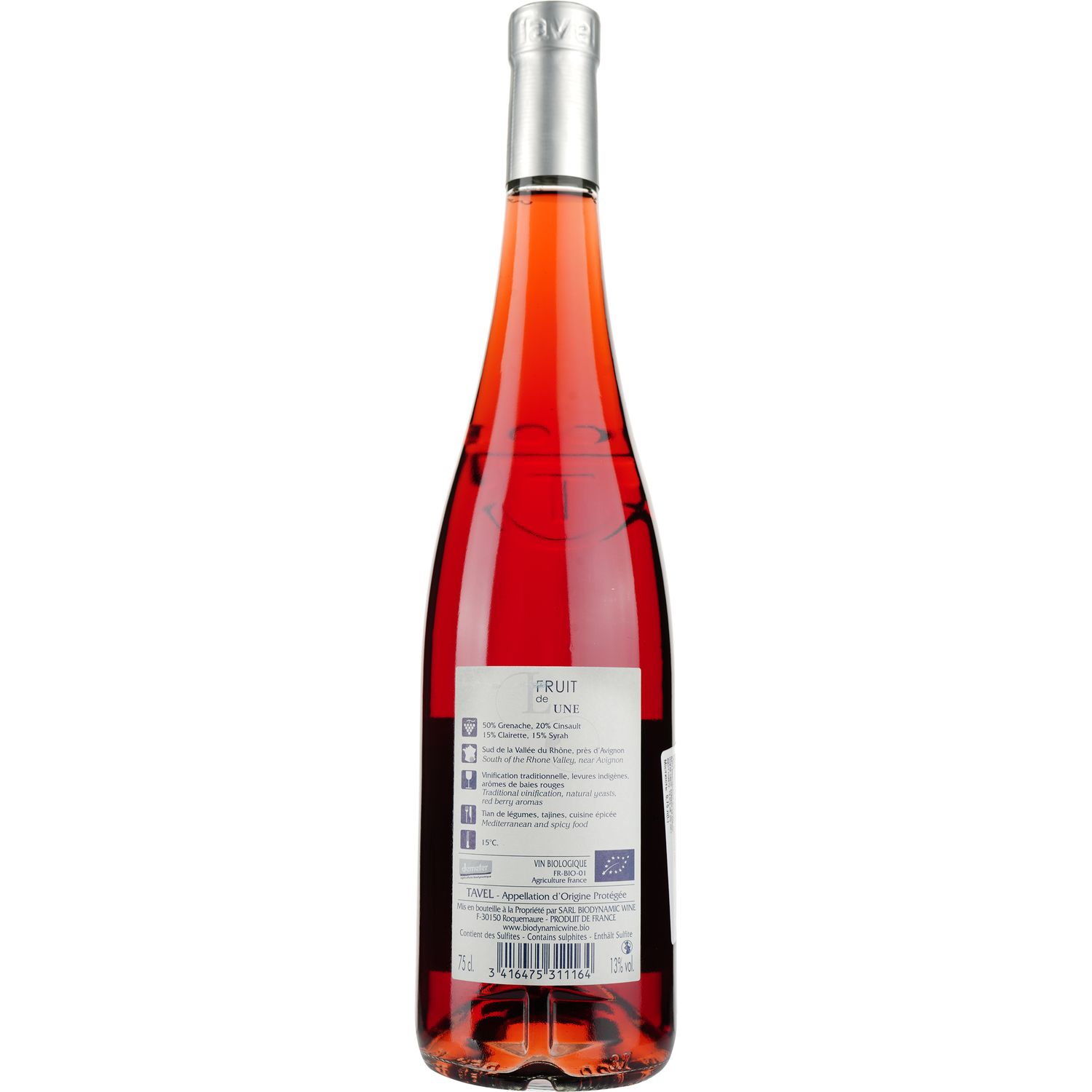 Вино Fruit de Lune AOP Tavel 2020, розовое, сухое, 0,75 л - фото 2