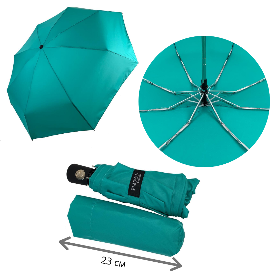 Женский складной зонтик полный автомат The Best 96 см бирюзовый - фото 2