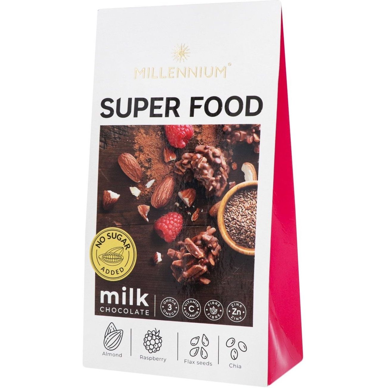 Конфеты Millennium Super Food с миндалем, малиной, льном и чиа 80 г - фото 1