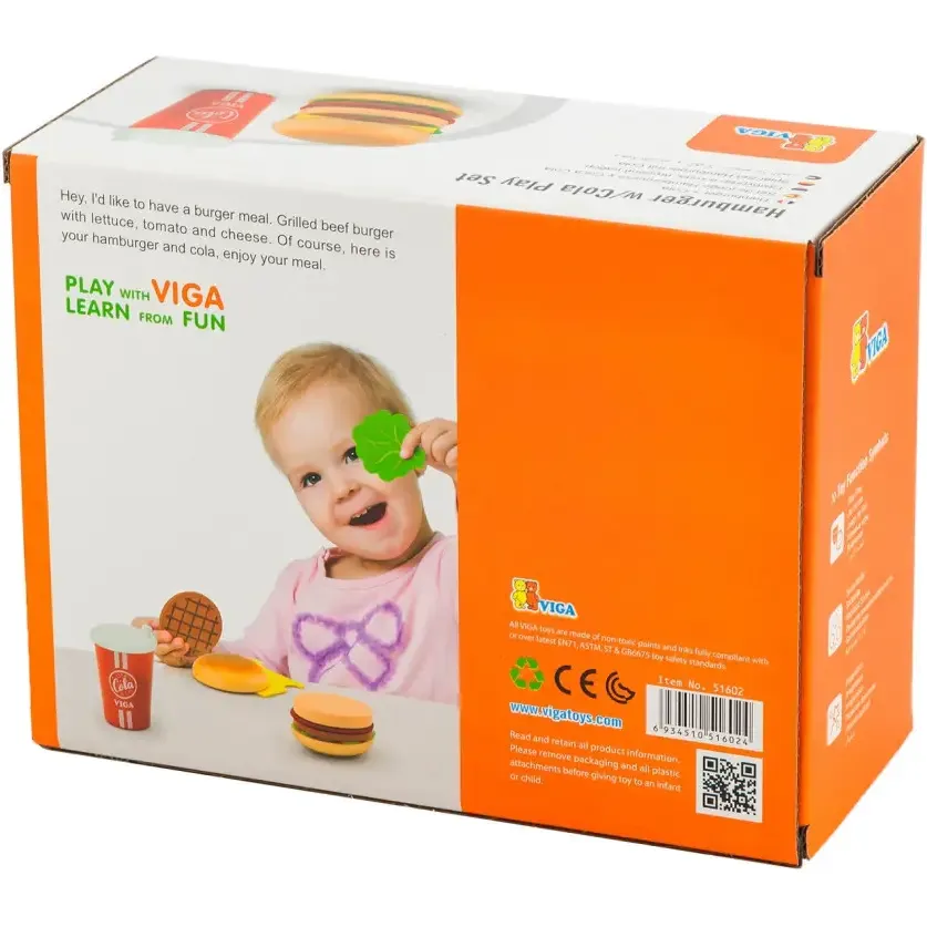 Набір іграшкових продуктів Viga Toys Гамбургер та кола (51602) - фото 5