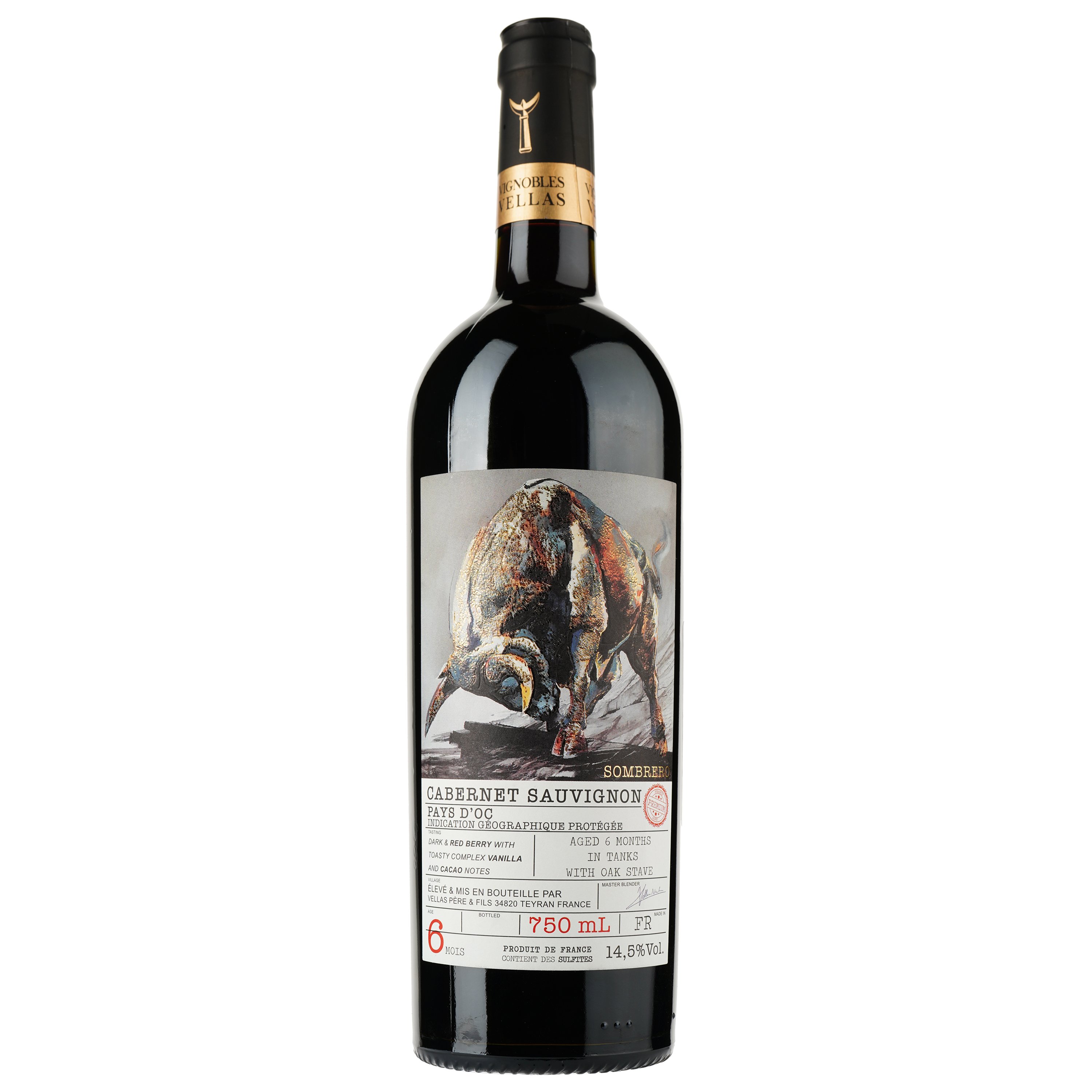 Вино Sombrero IGP Pays D'Oc, красное, сухое, 0.75 л - фото 1