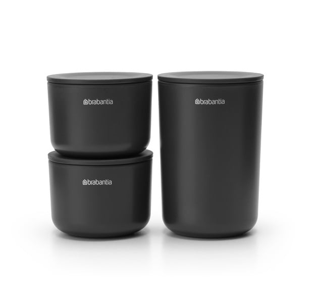 Набор емкостей Brabantia Storage pots для хранения косметики и аксессуаров, 3 шт., черный (281303) - фото 1