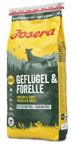 Беззерновой сухой корм для собак Josera Geflugel&Forelle, с домашней птицей и форелью, 0,9 кг - фото 1