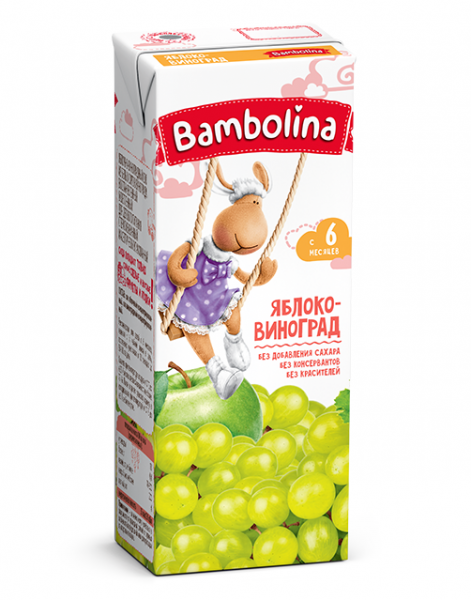 Сок Bambolina Яблочно-виноградный, 200 мл - фото 1