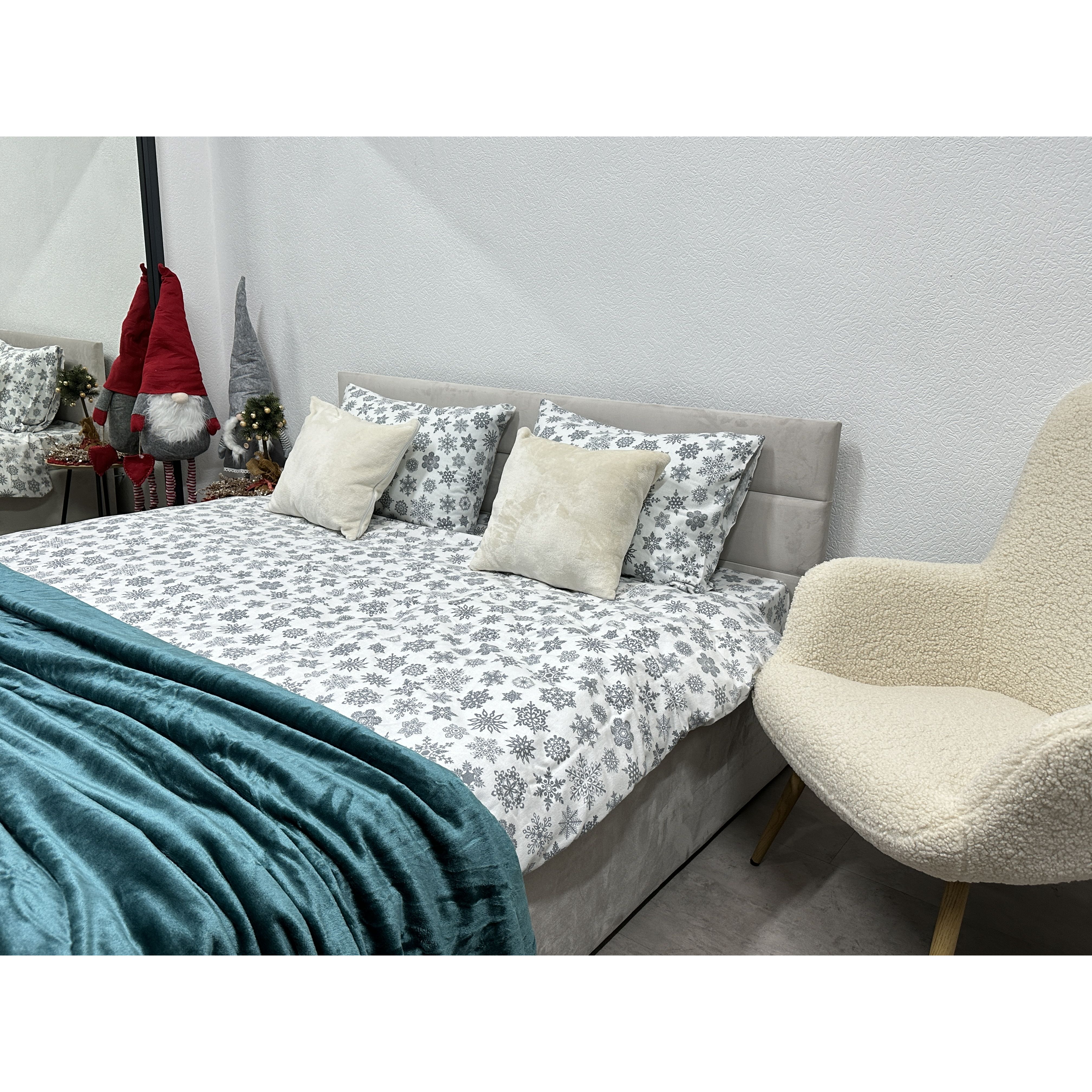 Комплект постельного белья Ecotton двуспальный 15491 Снежинка на белом (24262) - фото 5