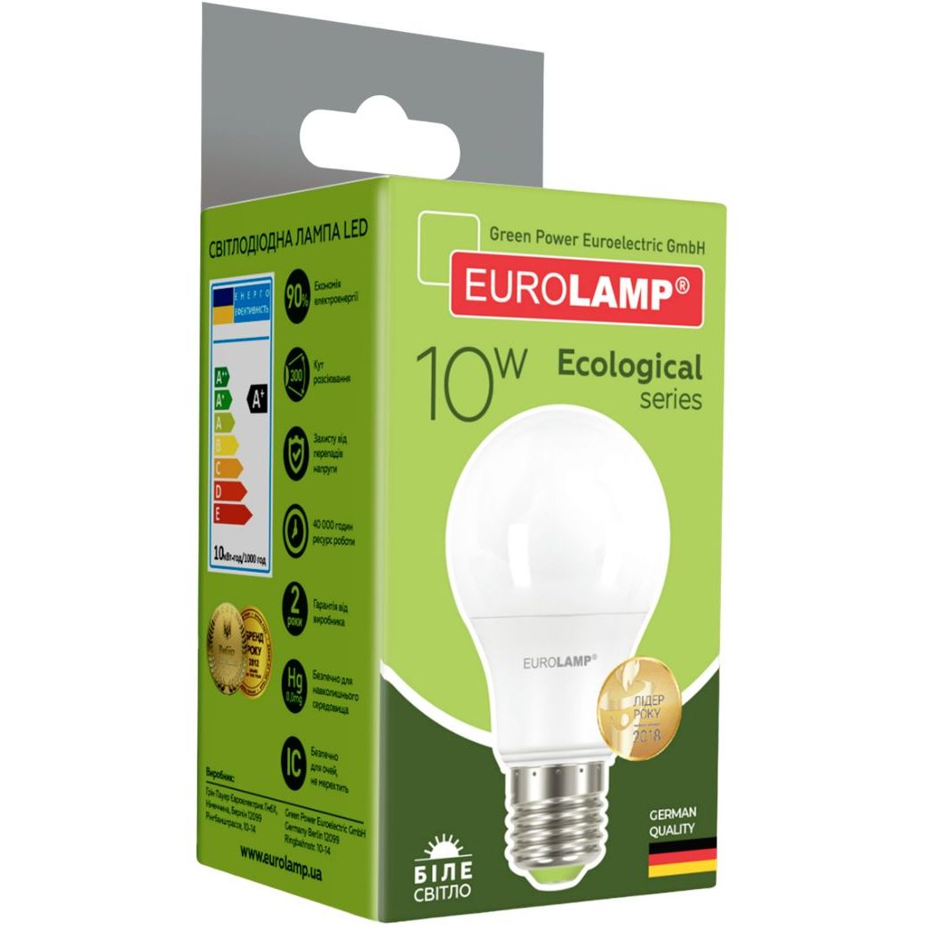 Світлодіодна лампа Eurolamp LED Ecological Series, А60, 10W, E27, 4000K (LED-A60-10274(P)) - фото 4