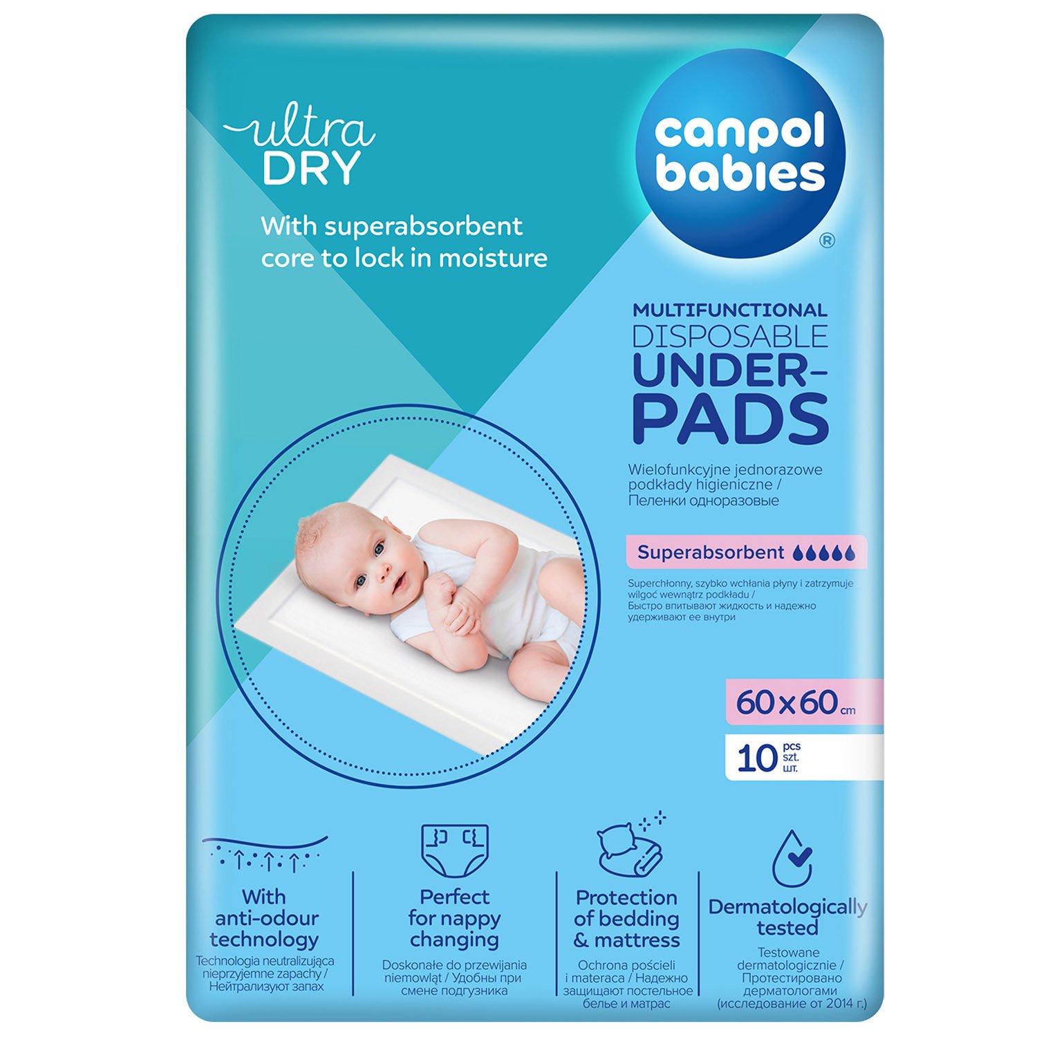 Одноразові гігієнічні пелюшки Canpol babies, 60х60 см, 10 шт. (78/006) - фото 1
