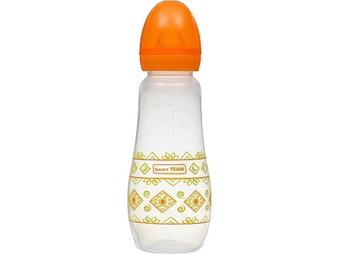 Пляшечка для годування Baby Team, з силіконовою соскою, 300 мл, помаранчевий (1415_оранжевый) - фото 1