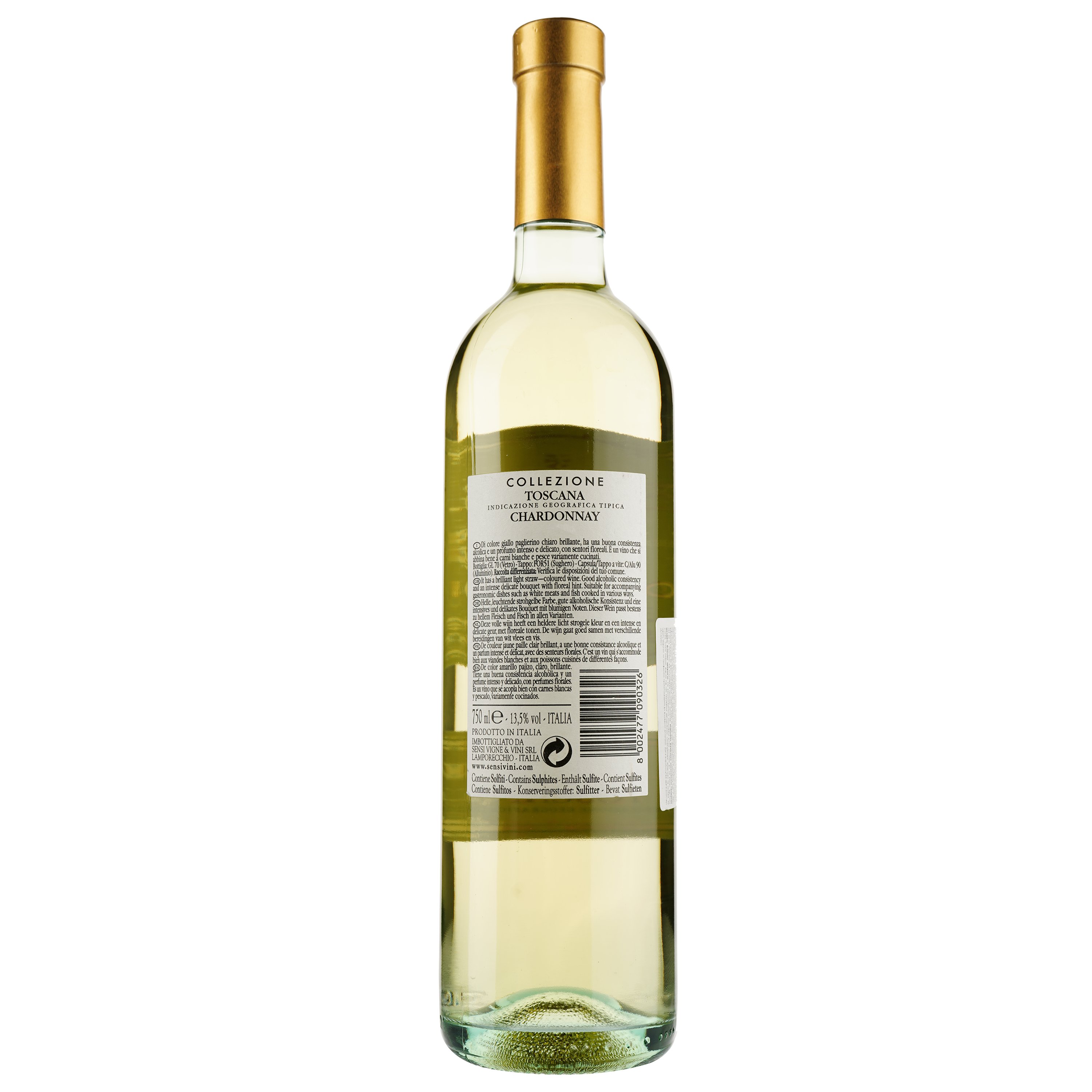 Вино Sensi Collezione Chardonnay IGT, белое сухое, 12%, 0,75 - фото 2