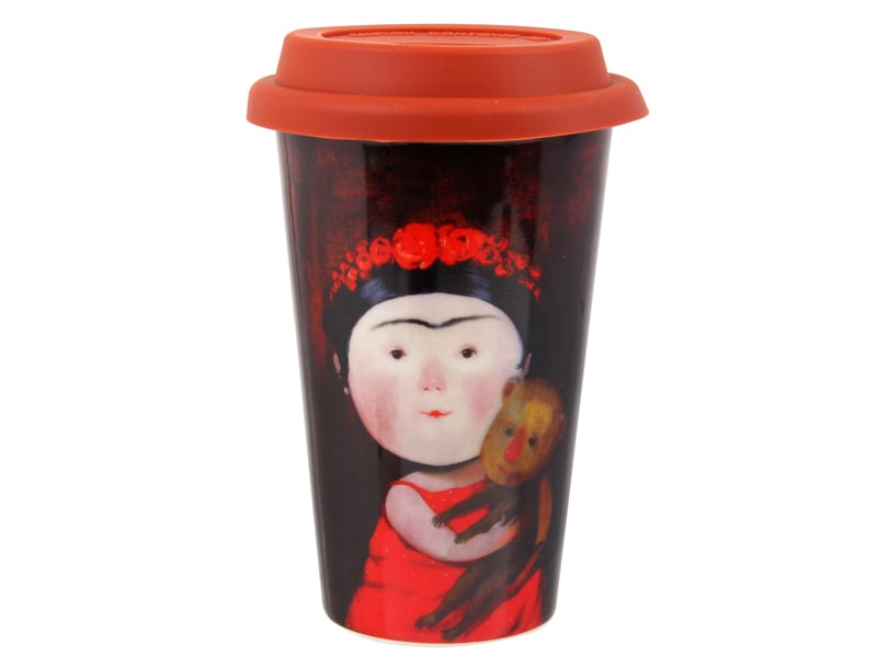 Фото - Кухоль ElenDecor Чашка із силіконовою кришкою Elen Dekor Famous, 400 мл, червоний  (924-681)