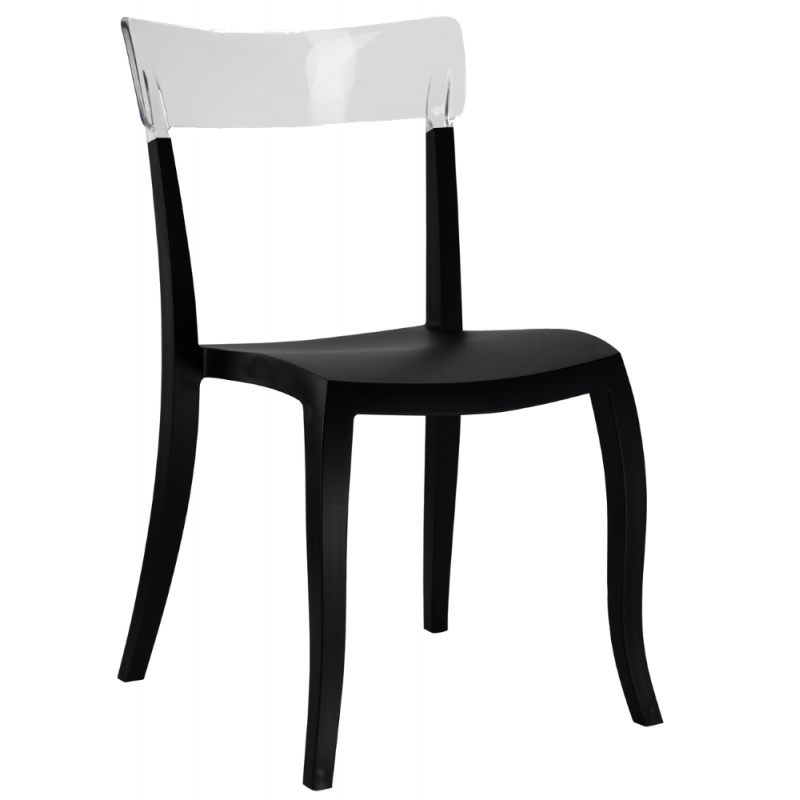 Стул Papatya Hera-S, черное сиденье, верх прозрачно-чистый (398725) - фото 1