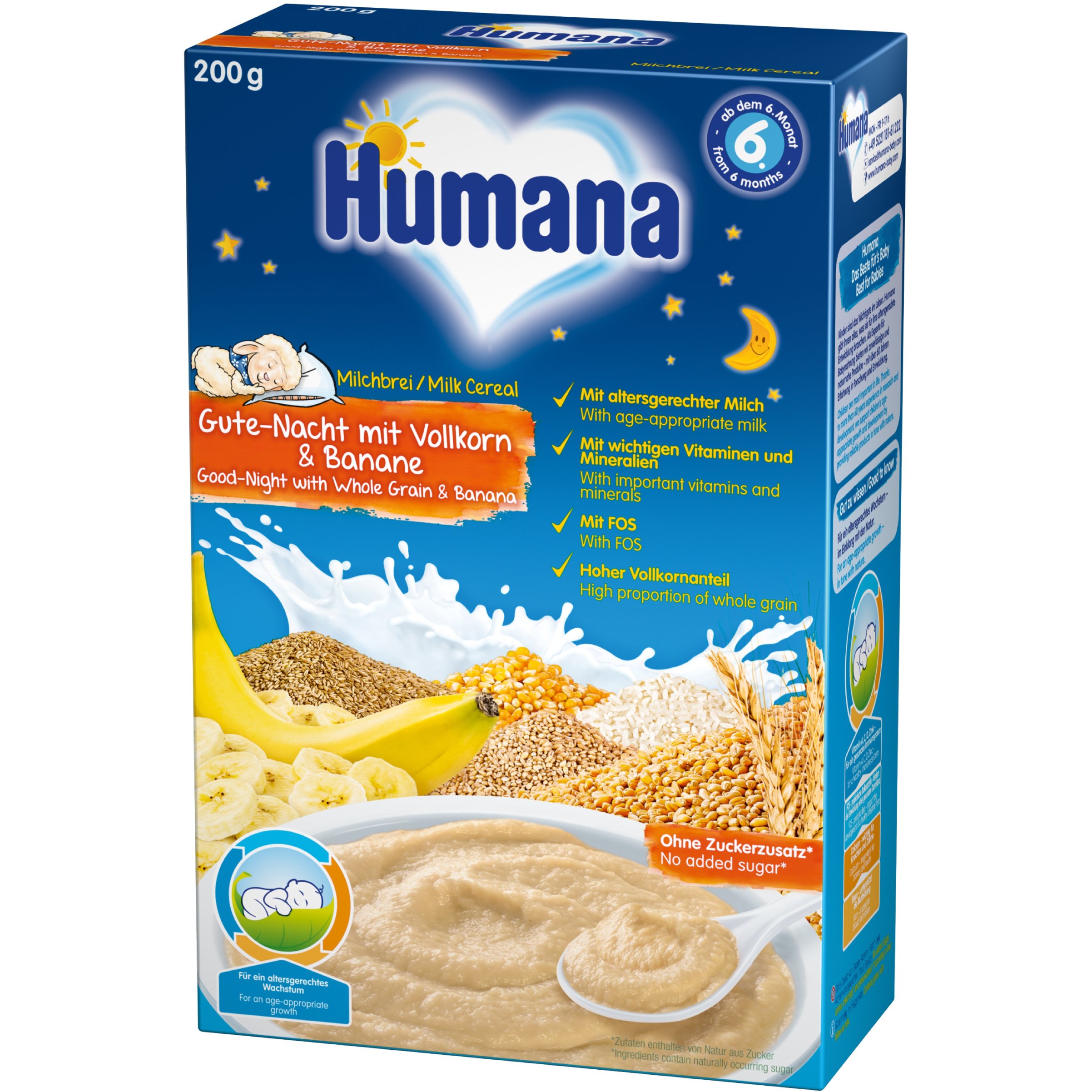 Молочная каша Humana Сладкие сны цельнозерновая с бананом 200 г - фото 1