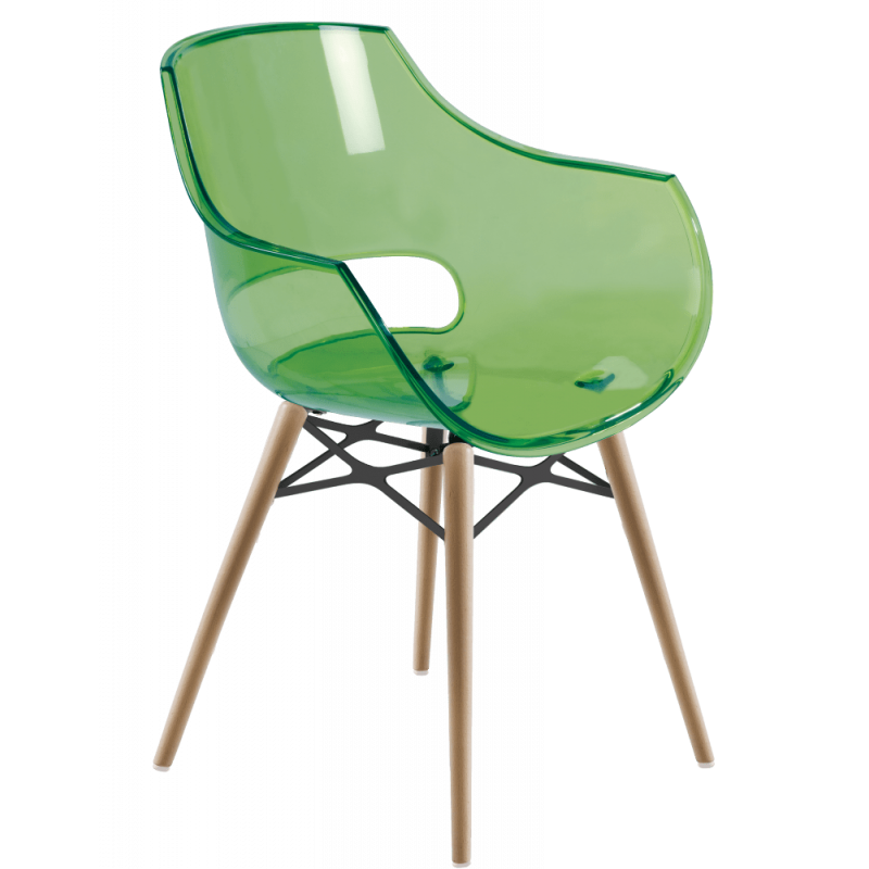 Кресло Papatya Opal-Wox, рама натуральный бук, прозрачно-зеленый (299565) - фото 1