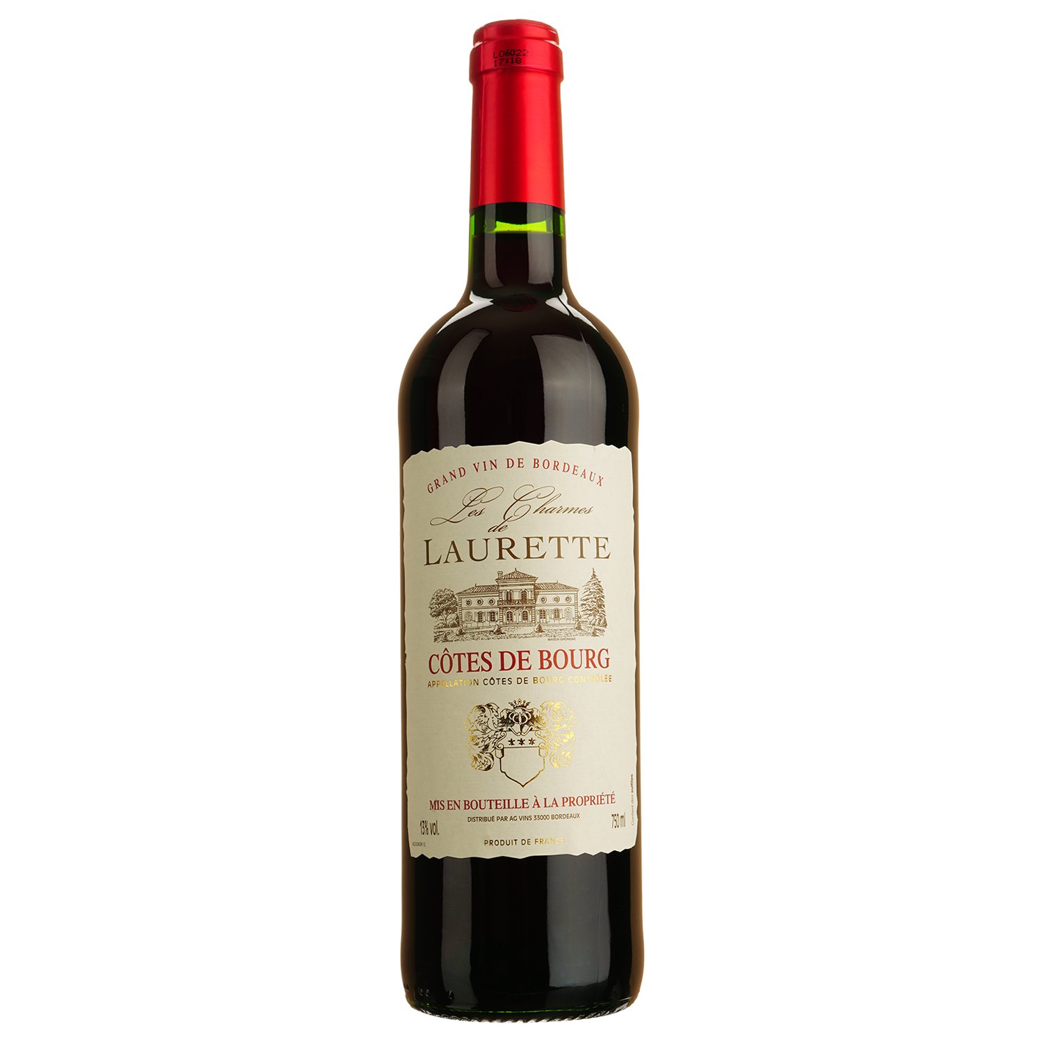 Вино Les Charmes De Laurette Cotes De Bourg AOP, красное, сухое, 0,75 л - фото 1