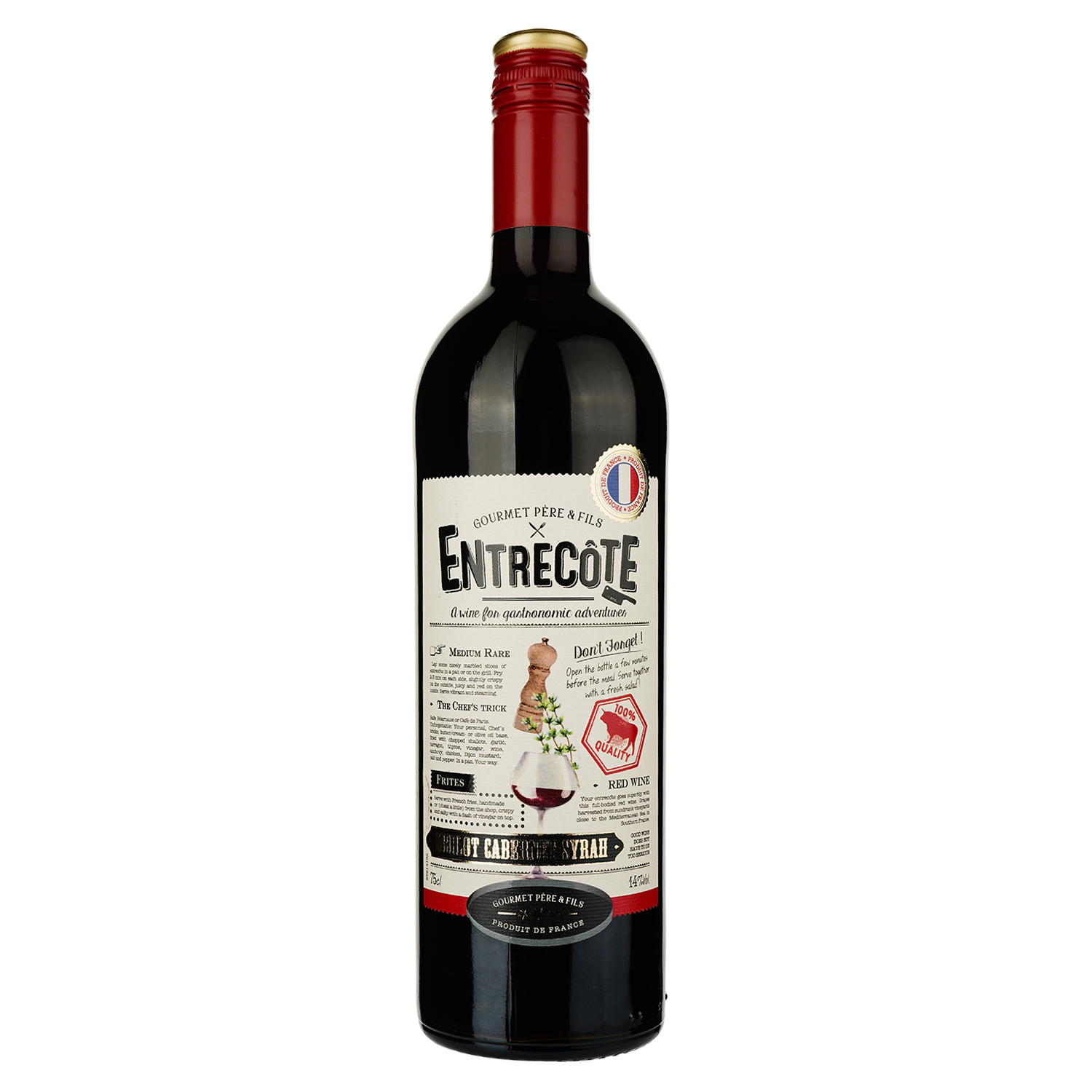 Вино Gourmet Pere&Fils Entrecote, червоне, напівсухе, 13,5%, 0,75 л - фото 1